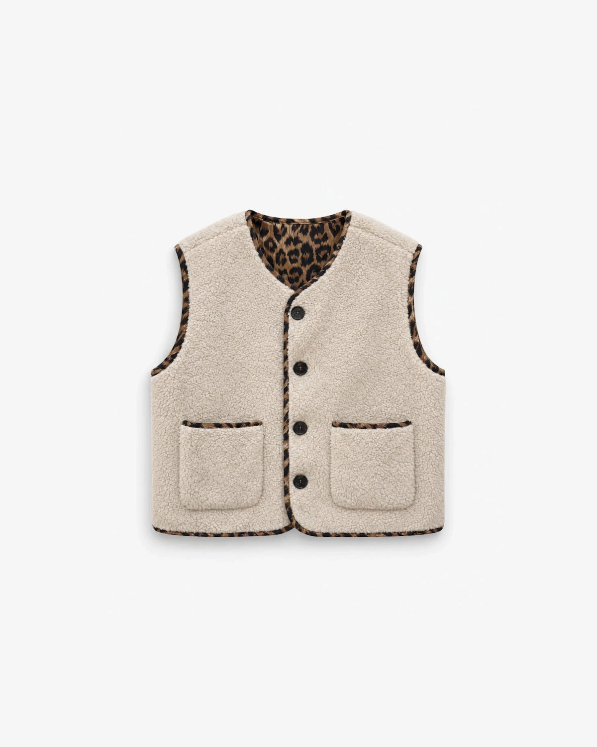 picture of Grace & Mila Alexis Cord/Teddy Reversible Gilet - Leopard/Beige - Number Two - womens - fashion - clothing - Grace & Mila 6