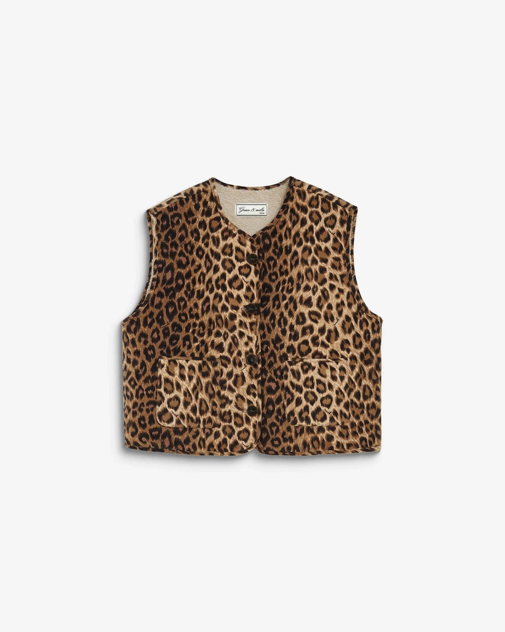 picture of Grace & Mila Alexis Cord/Teddy Reversible Gilet - Leopard/Beige - Number Two - womens - fashion - clothing - Grace & Mila 8