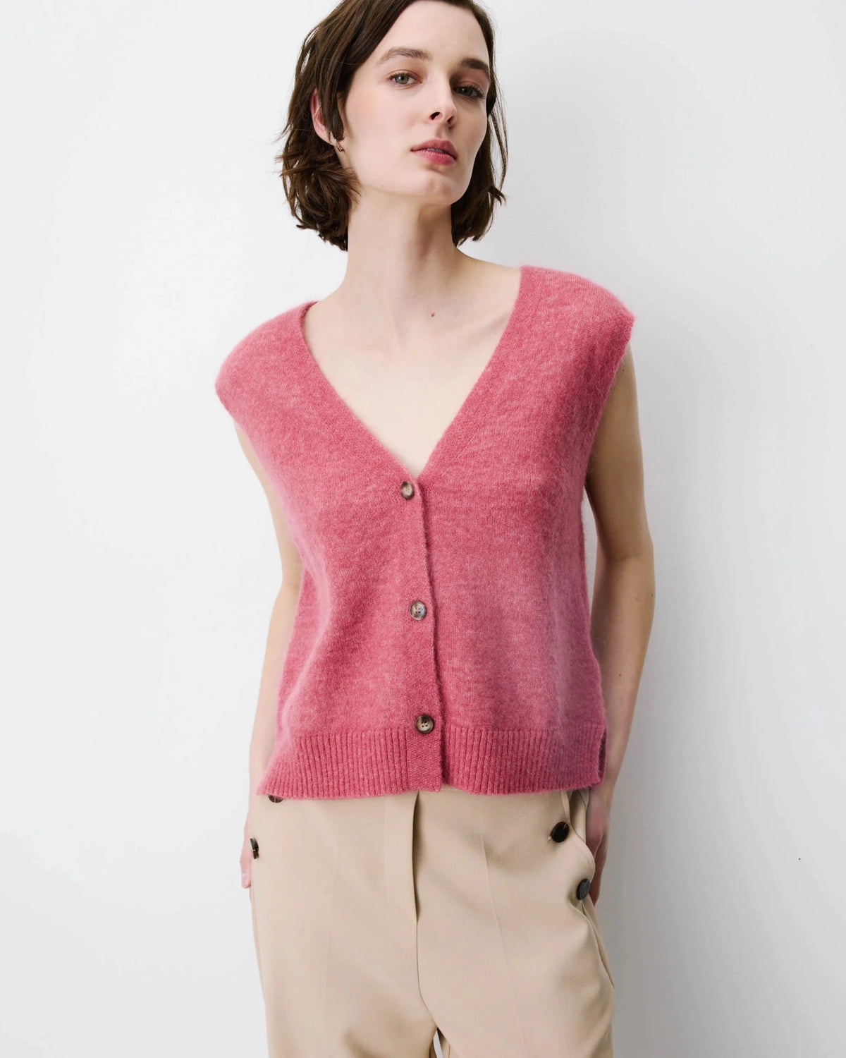 picture of Grace & Mila NARS Knit Tank W/Buttons - Blush - Number Two - womens - fashion - clothing - Grace & Mila 1