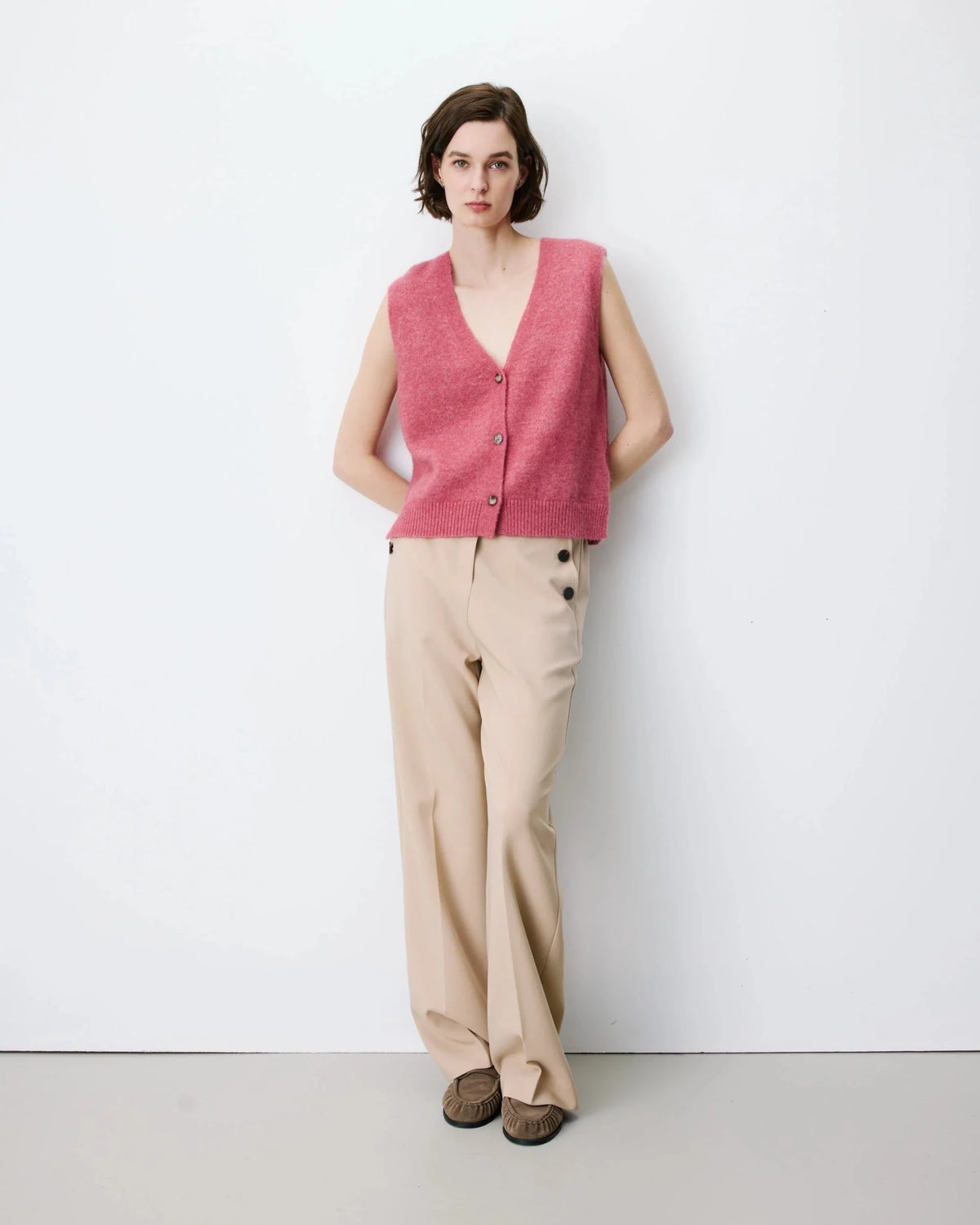 picture of Grace & Mila NARS Knit Tank W/Buttons - Blush - Number Two - womens - fashion - clothing - Grace & Mila 4
