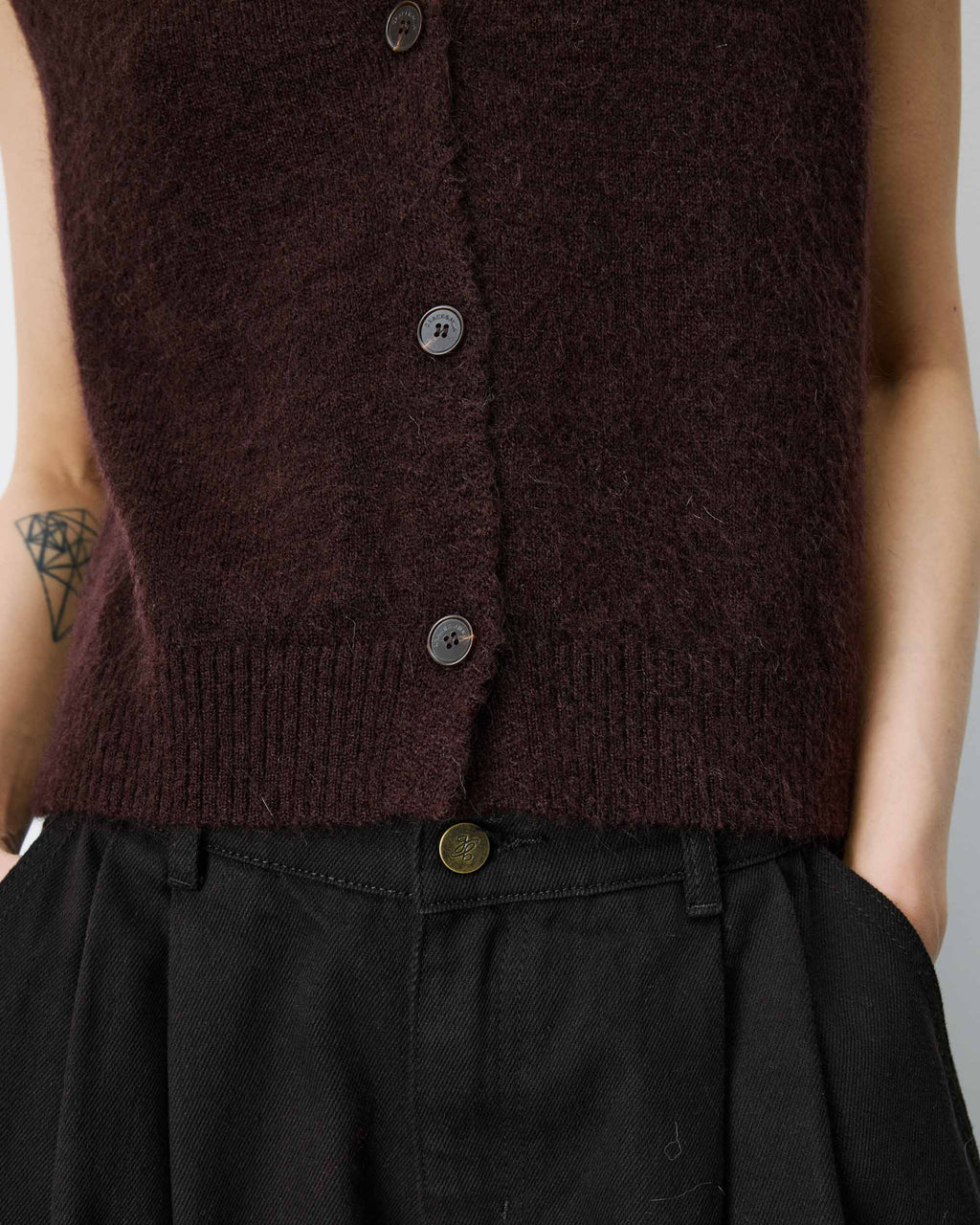 picture of Grace & Mila NARS Knit Tank W/Buttons - Chocolate - Number Two - womens - fashion - clothing - Grace & Mila 2