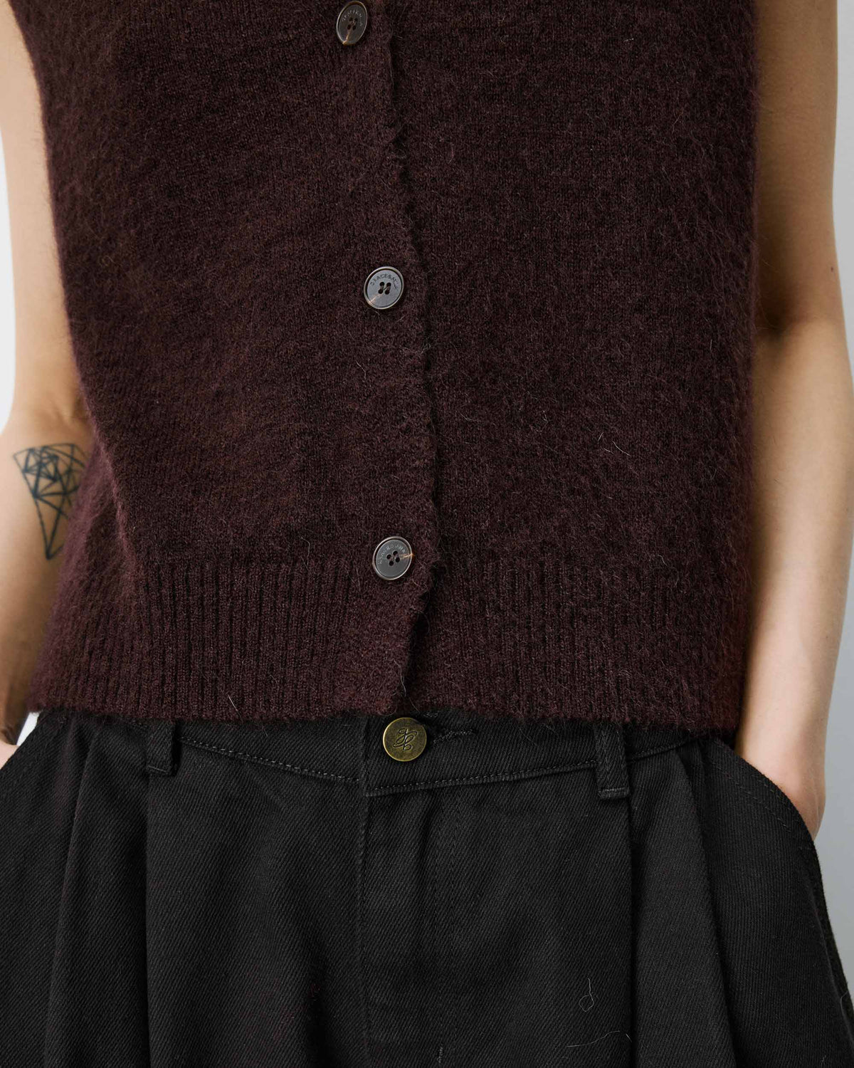 picture of Grace & Mila NARS Knit Tank W/Buttons - Chocolate - Number Two - womens - fashion - clothing - Grace & Mila 2