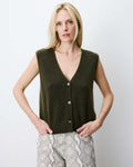 picture of Grace & Mila NARS Knit Tank W/Buttons - Khaki - Number Two - womens - fashion - clothing - Grace & Mila 1