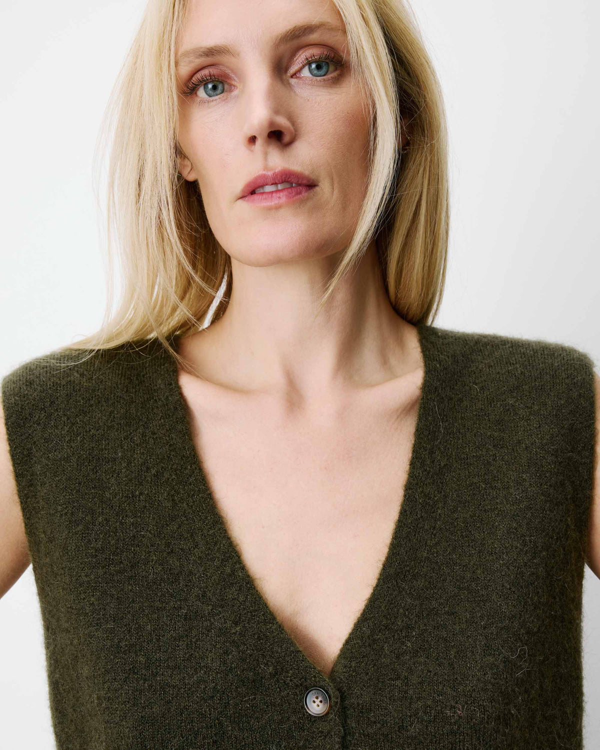 picture of Grace & Mila NARS Knit Tank W/Buttons - Khaki - Number Two - womens - fashion - clothing - Grace & Mila 2