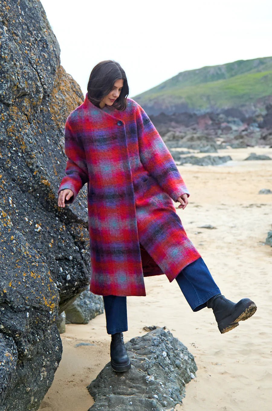 picture of Sahara Bright Brushed Check Wool Coat - Multi - Number Two - womens - fashion - clothing - Sahara 1