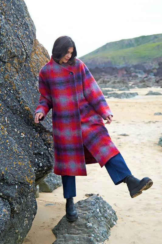 picture of Sahara Bright Brushed Check Wool Coat - Multi - Number Two - womens - fashion - clothing - Sahara 1