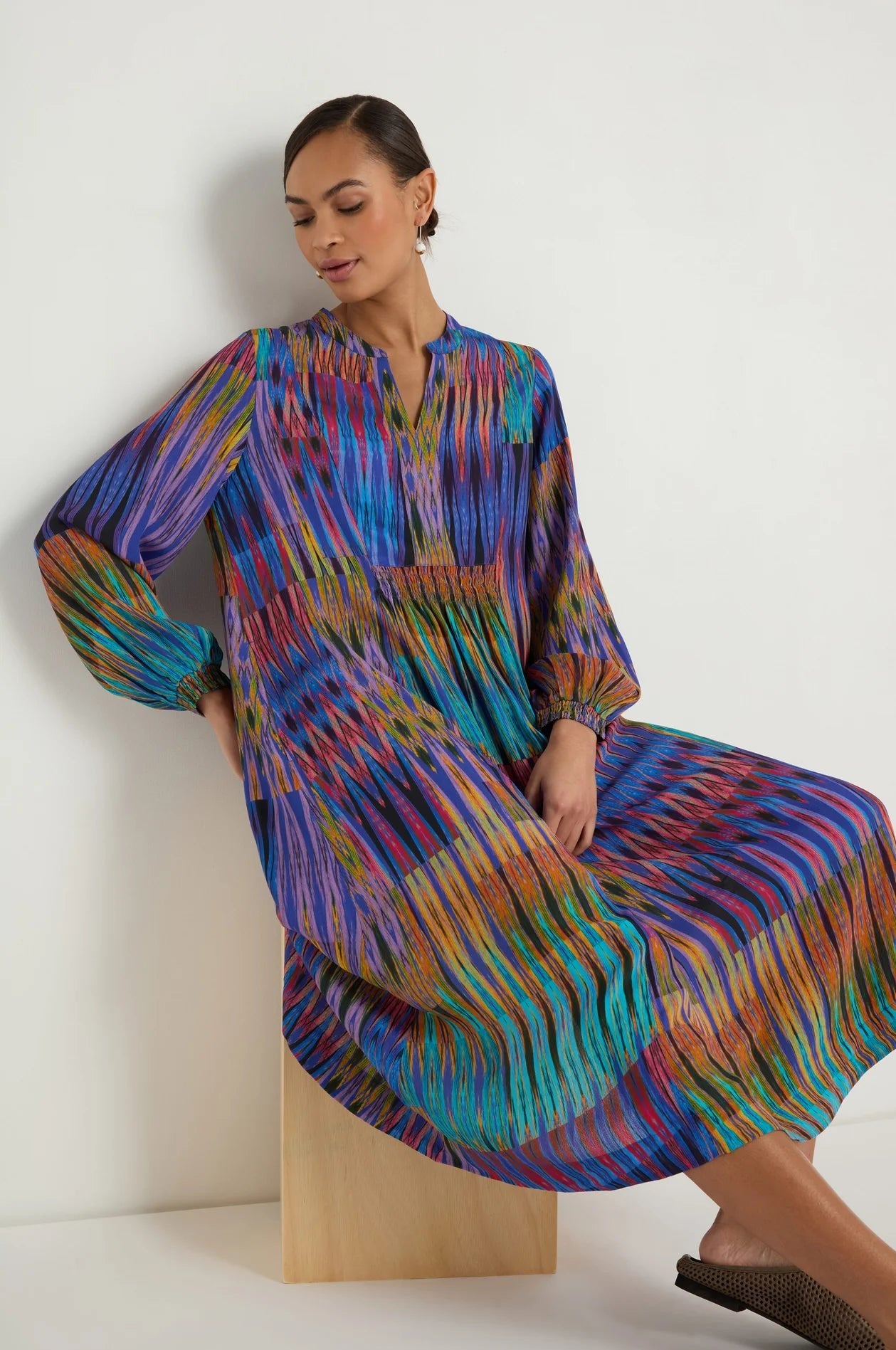 picture of Sahara Vivid Ikat Patchwork Shirt Dress - Multi - Number Two - womens - fashion - clothing - Sahara 1