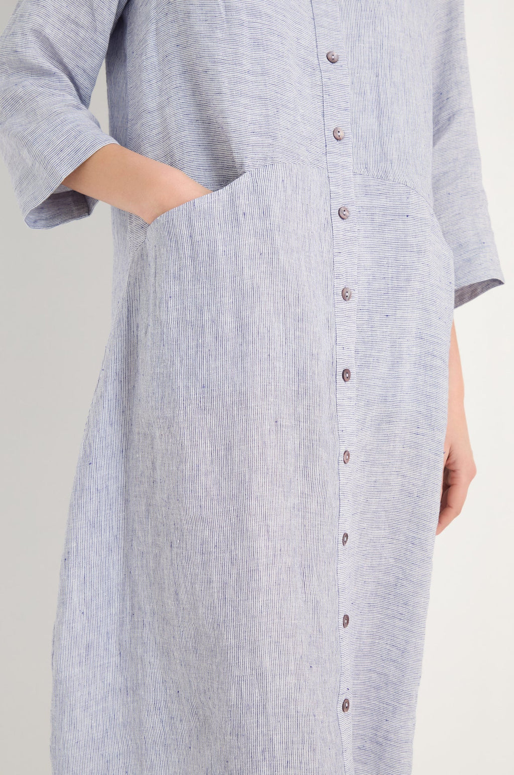 picture of Sahara Ticking Linen Shirt Dress - Blueberry/White - Number Two - womens - fashion - clothing - Sahara 7