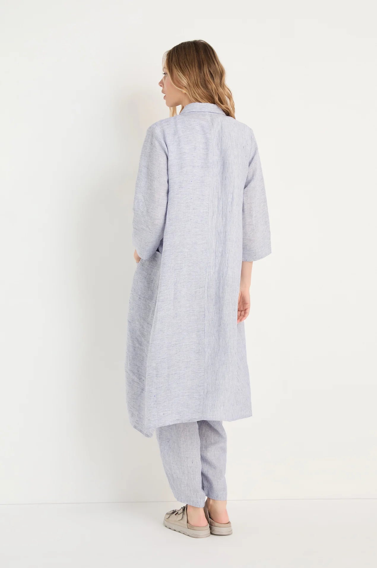 picture of Sahara Ticking Linen Shirt Dress - Blueberry/White - Number Two - womens - fashion - clothing - Sahara 5