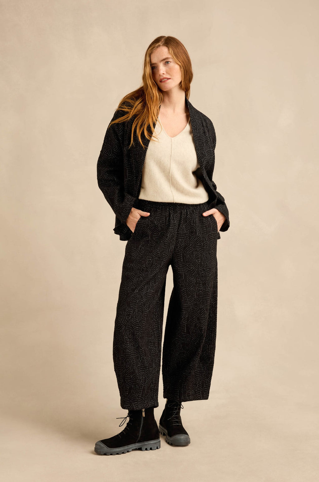 Sahara Stitched Jacquard Jacket - Black