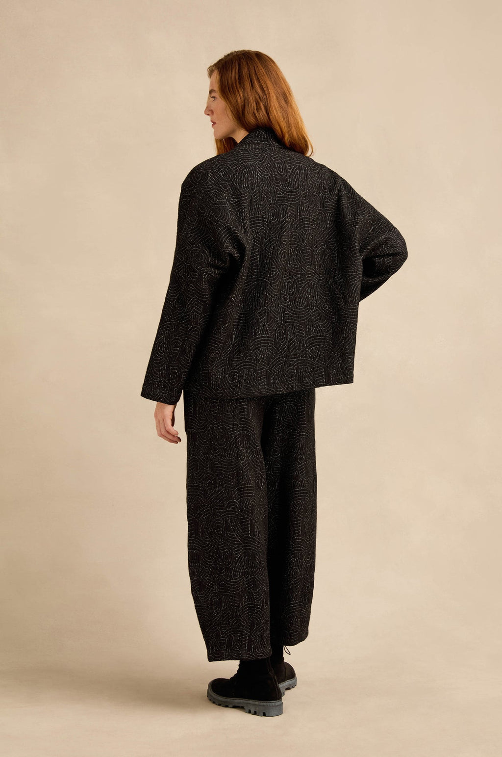 Sahara Stitched Jacquard Jacket - Black