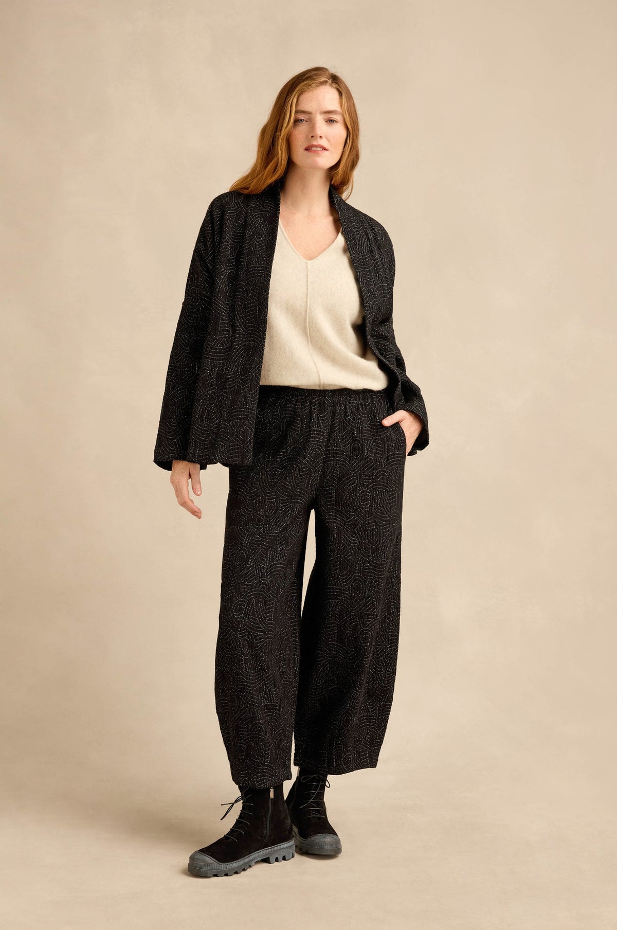 Sahara Stitched Jacquard Jacket - Black
