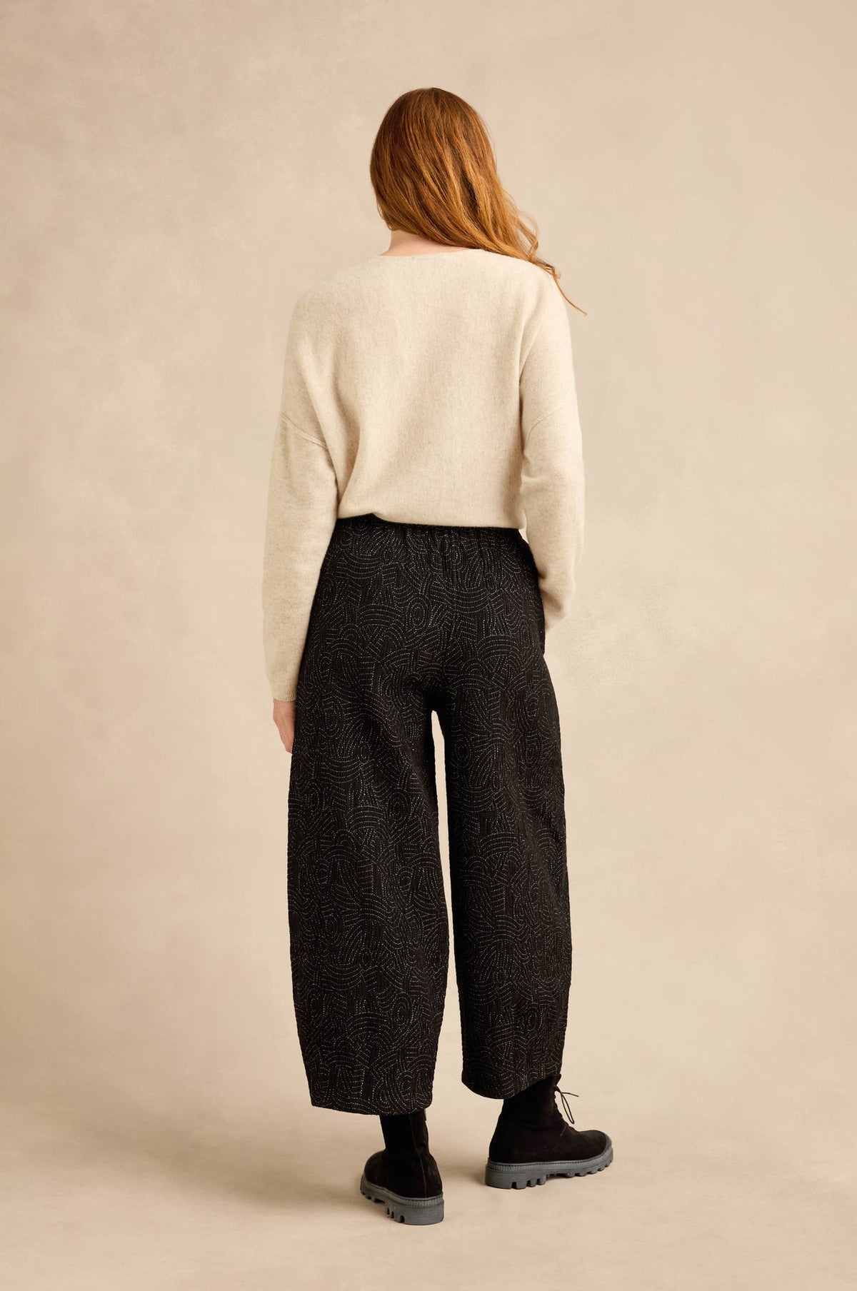 Sahara Stitched Jacquard Bubble Trouser - Black