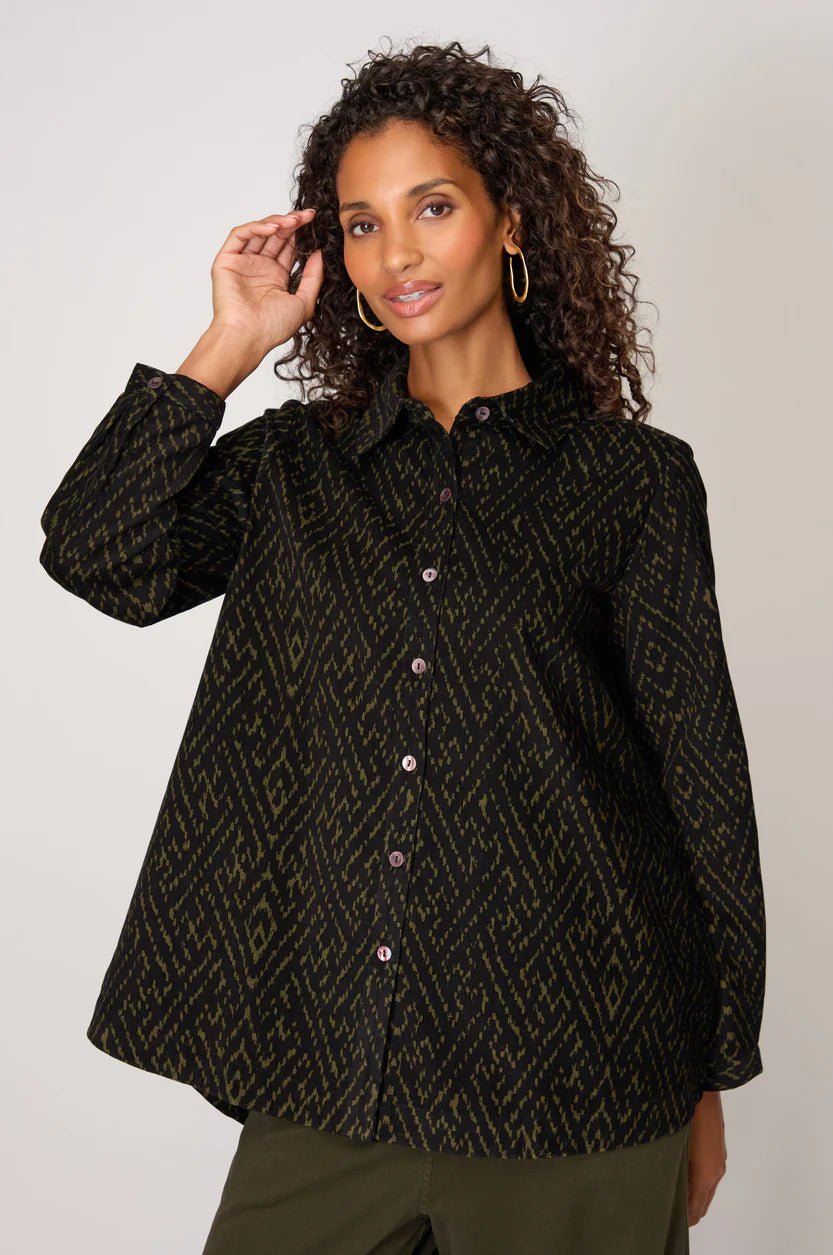 picture of Sahara Ornate Textured Cord Shirt - Black/Khaki - Number Two - womens - fashion - clothing - Sahara 5