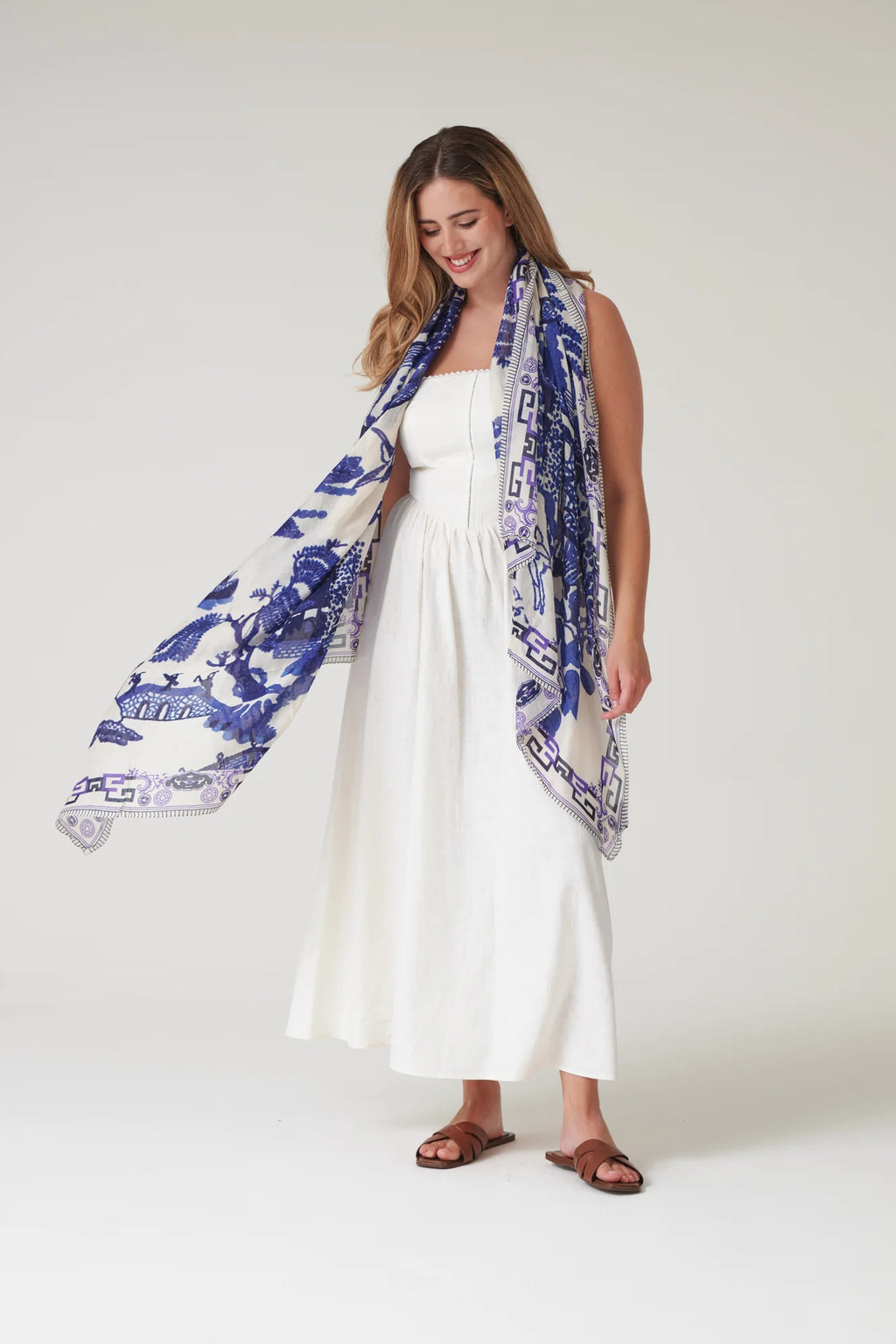 picture of One Hundred Stars Scarf - Giant Willow Blue - Number Two - womens - fashion - accessories - One Hundred Stars 4