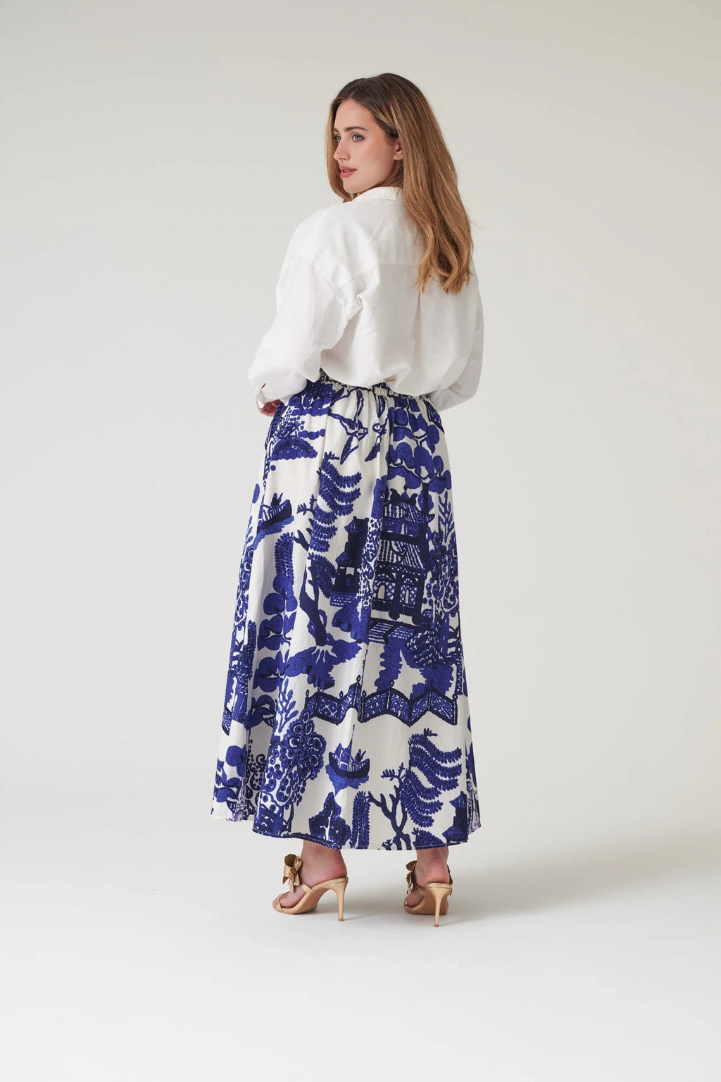 picture of One Hundred Stars Giant Willow A - Line Maxi Skirt - Blue - Number Two - womens - fashion - clothing - One Hundred Stars 5