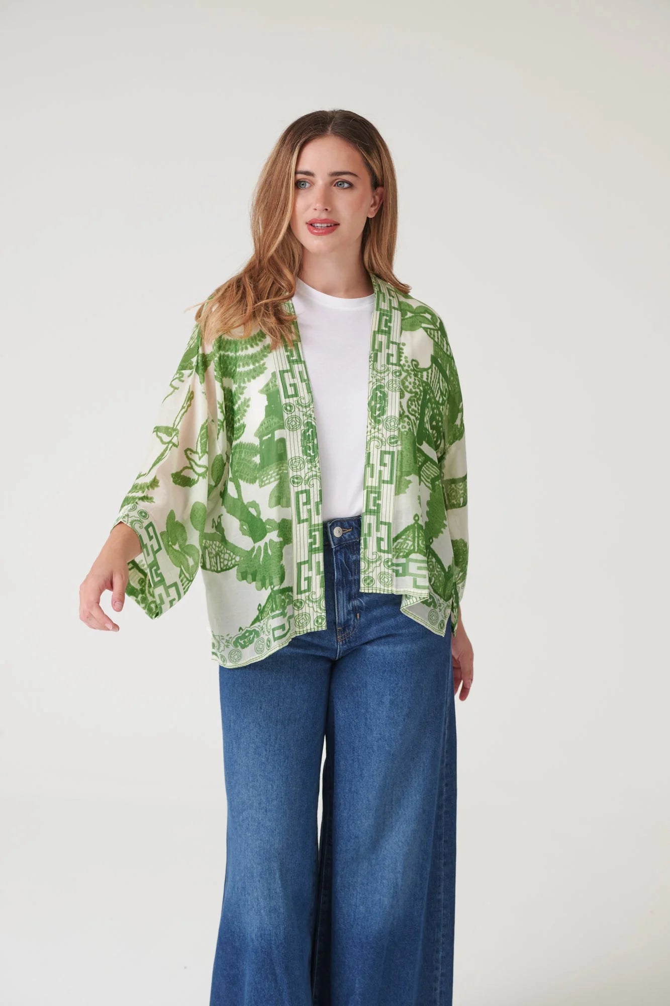 picture of One Hundred Stars Kimono - Giant Willow Green - Number Two - womens - fashion - clothing - One Hundred Stars 8