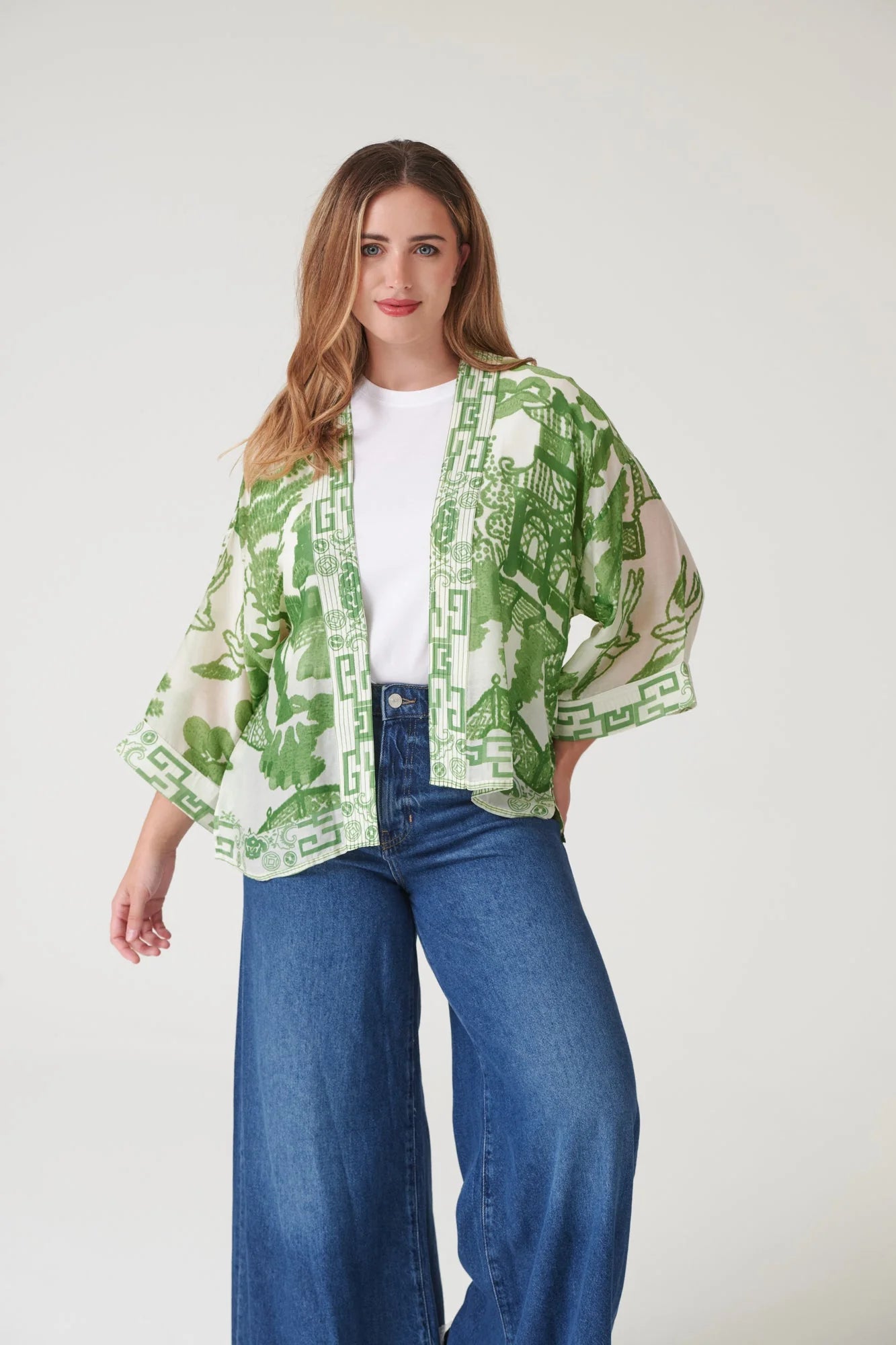 picture of One Hundred Stars Kimono - Giant Willow Green - Number Two - womens - fashion - clothing - One Hundred Stars 6