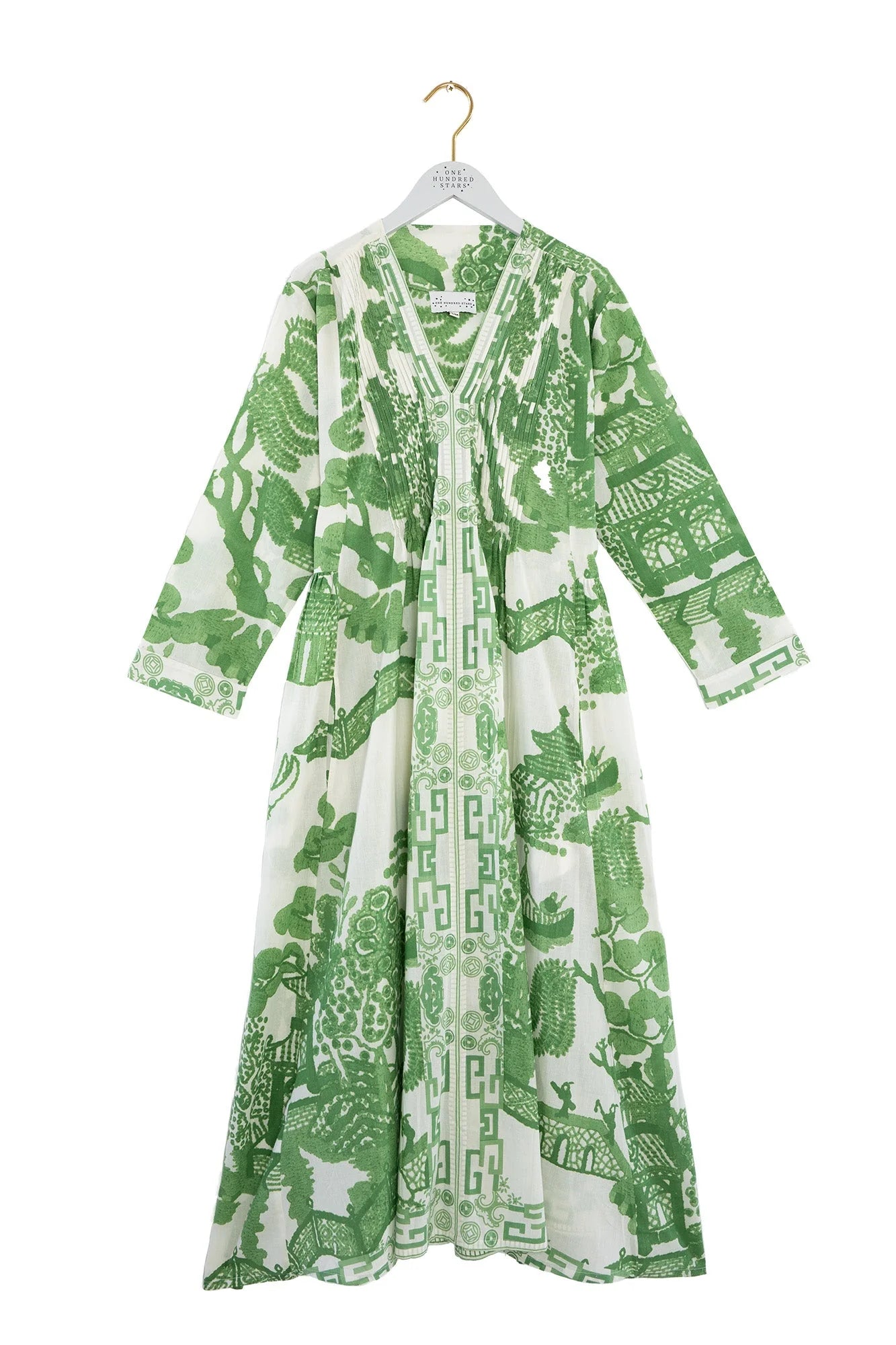 picture of One Hundred Stars Giant Willow Green Pinch Pleat Dress - Number Two - womens - fashion - clothing - One Hundred Stars 4