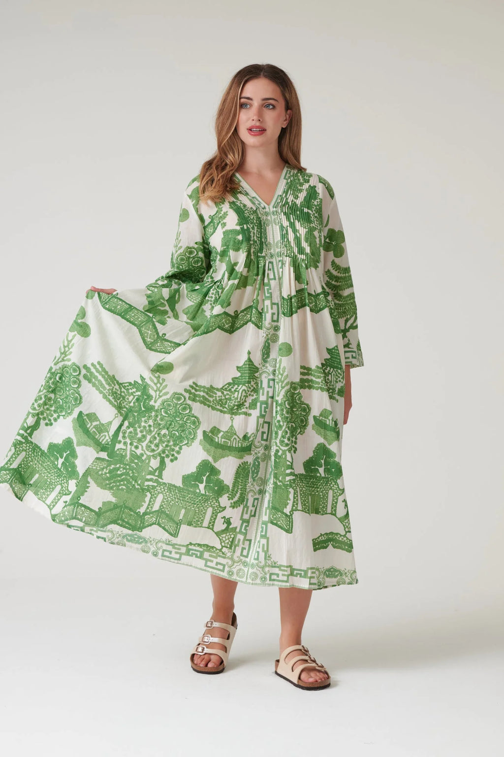 picture of One Hundred Stars Giant Willow Green Pinch Pleat Dress - Number Two - womens - fashion - clothing - One Hundred Stars 10