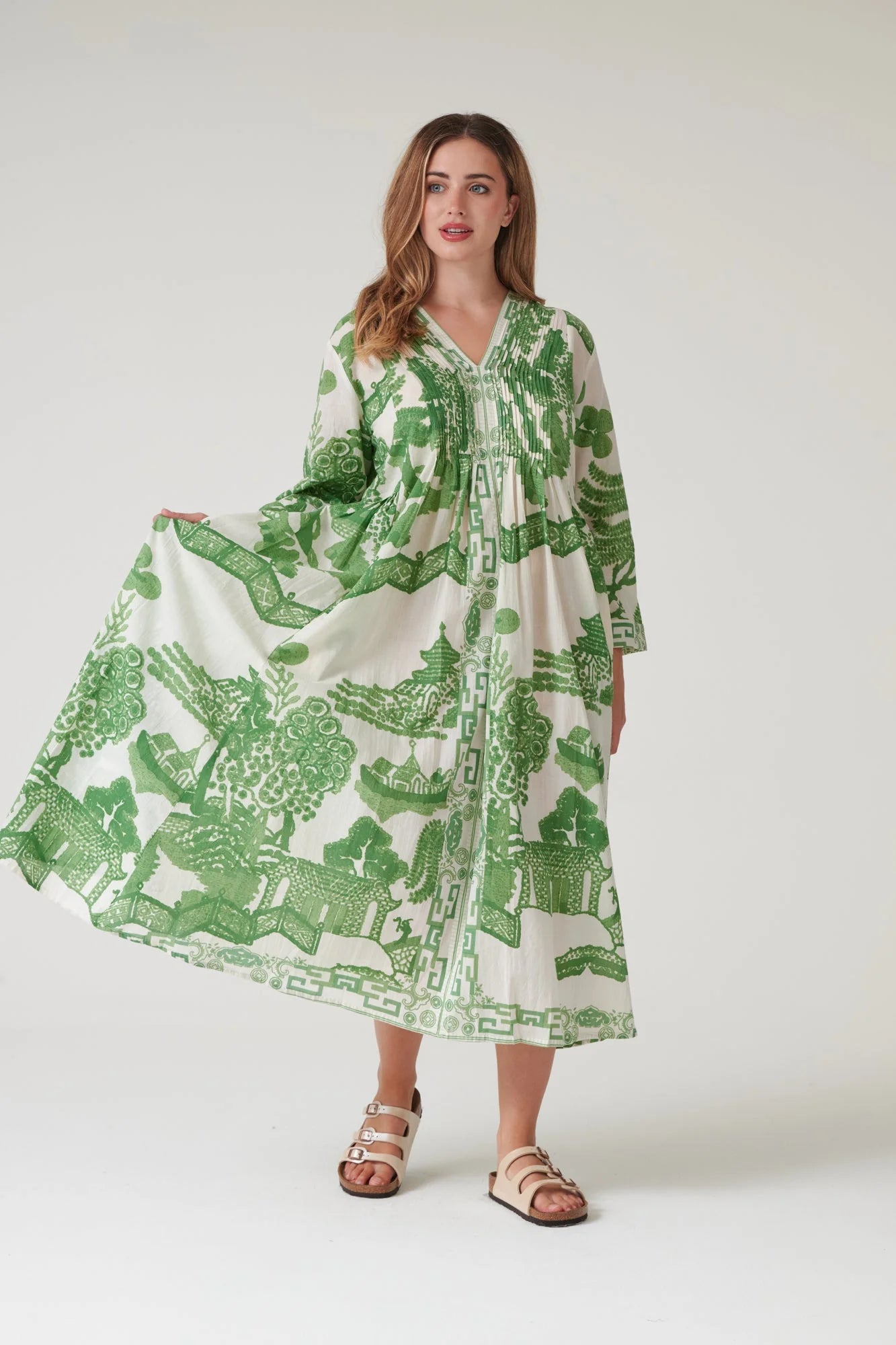 picture of One Hundred Stars Giant Willow Green Pinch Pleat Dress - Number Two - womens - fashion - clothing - One Hundred Stars 10