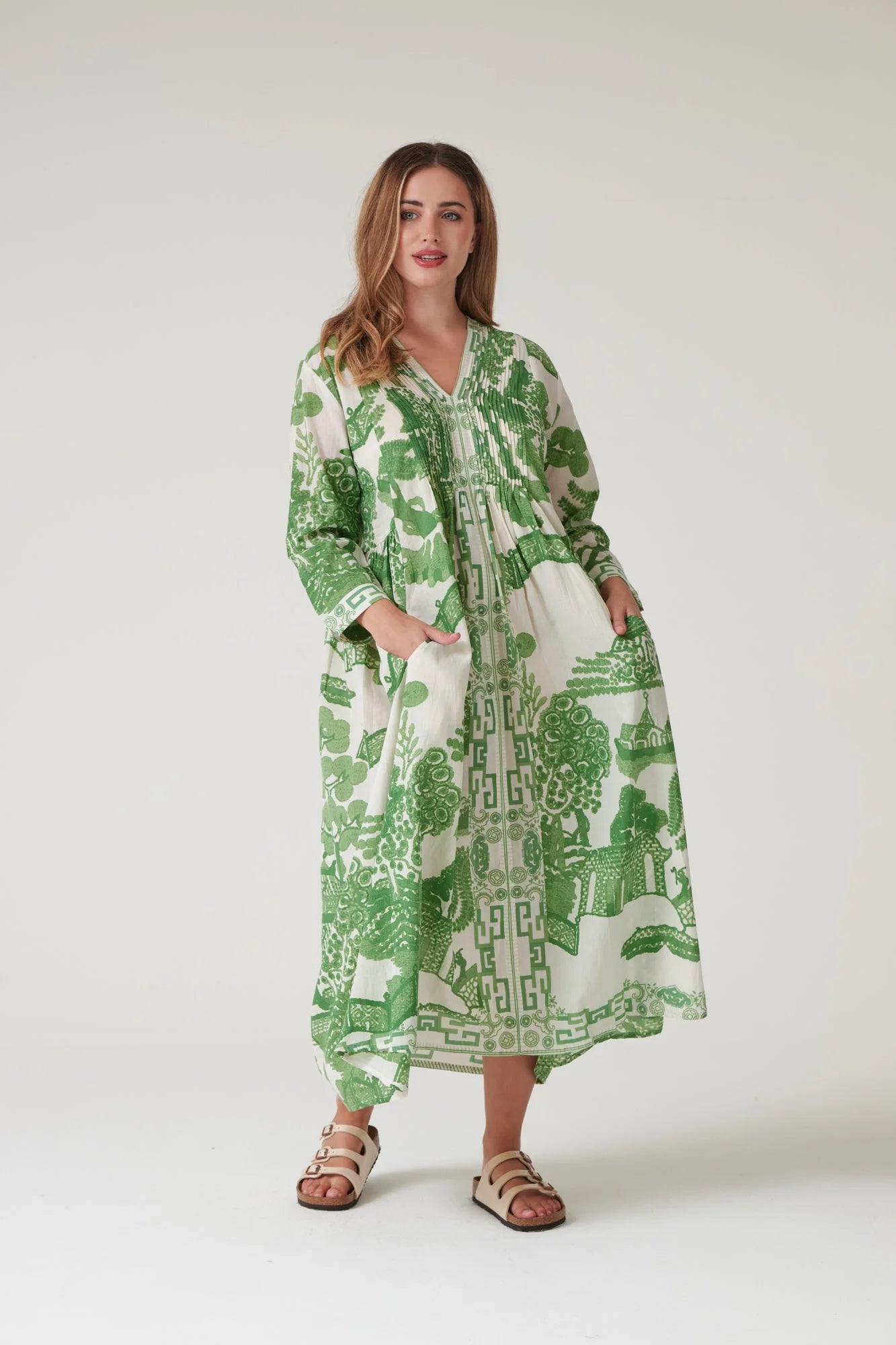 picture of One Hundred Stars Giant Willow Green Pinch Pleat Dress - Number Two - womens - fashion - clothing - One Hundred Stars 5