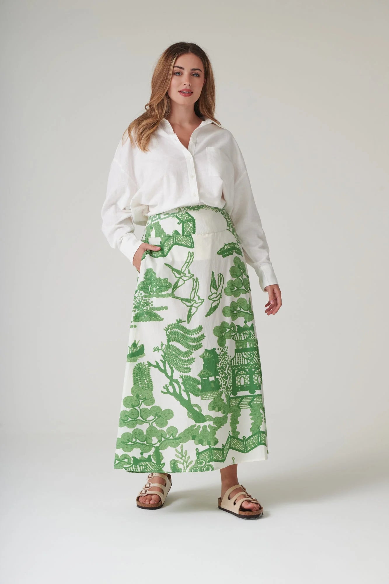 picture of One Hundred Stars Giant Willow A - Line Maxi Skirt - Green - Number Two - womens - fashion - clothing - One Hundred Stars 4