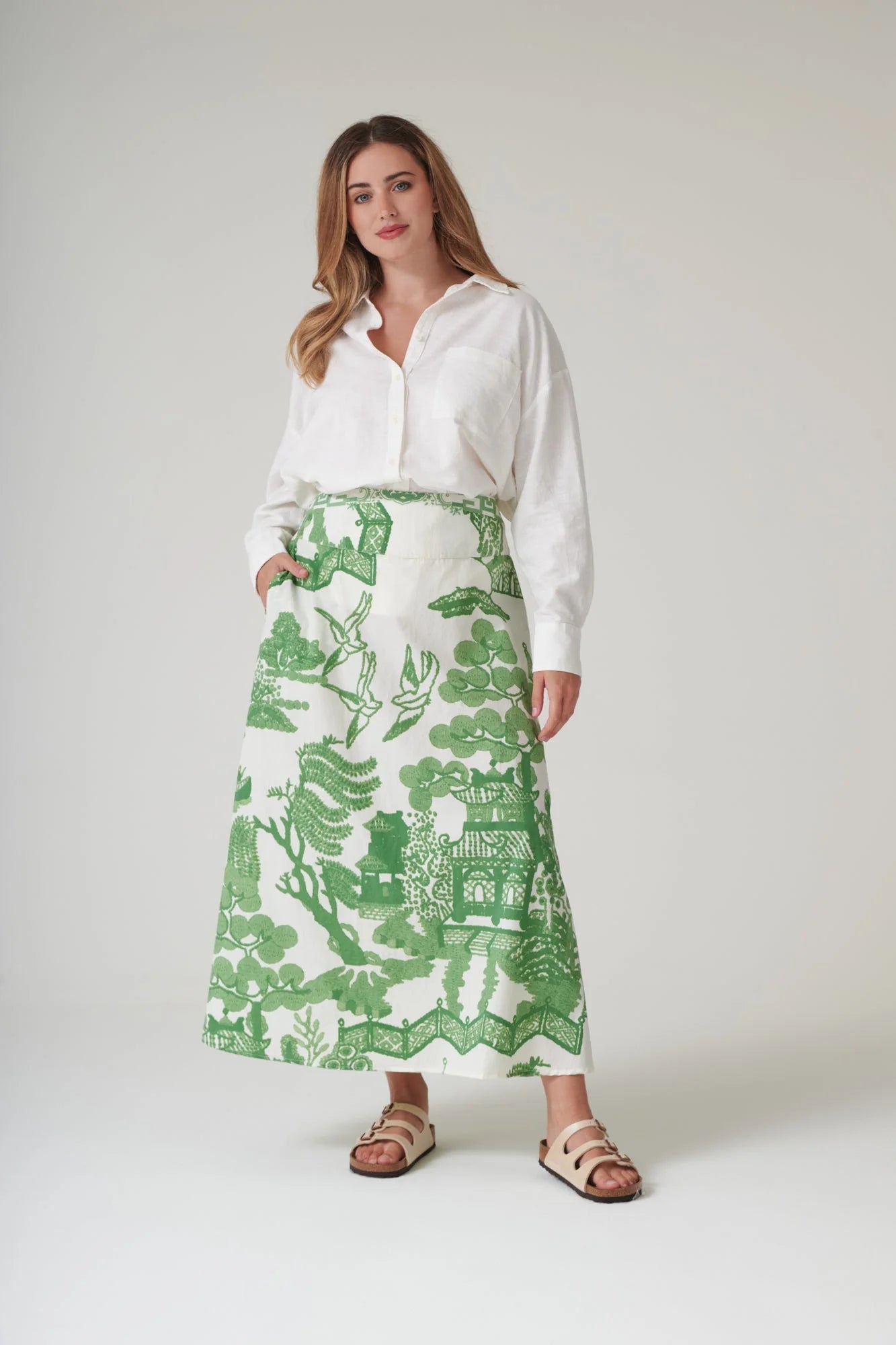 picture of One Hundred Stars Giant Willow A - Line Maxi Skirt - Green - Number Two - womens - fashion - clothing - One Hundred Stars 7