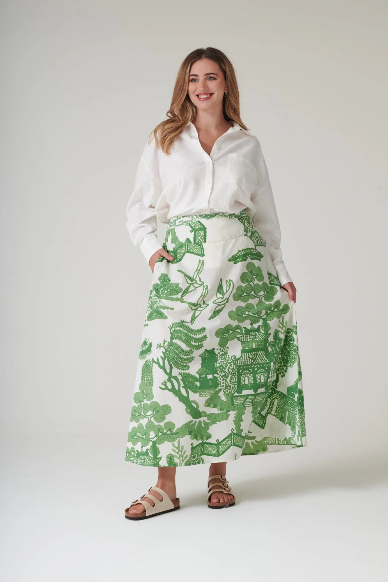 picture of One Hundred Stars Giant Willow A - Line Maxi Skirt - Green - Number Two - womens - fashion - clothing - One Hundred Stars 6