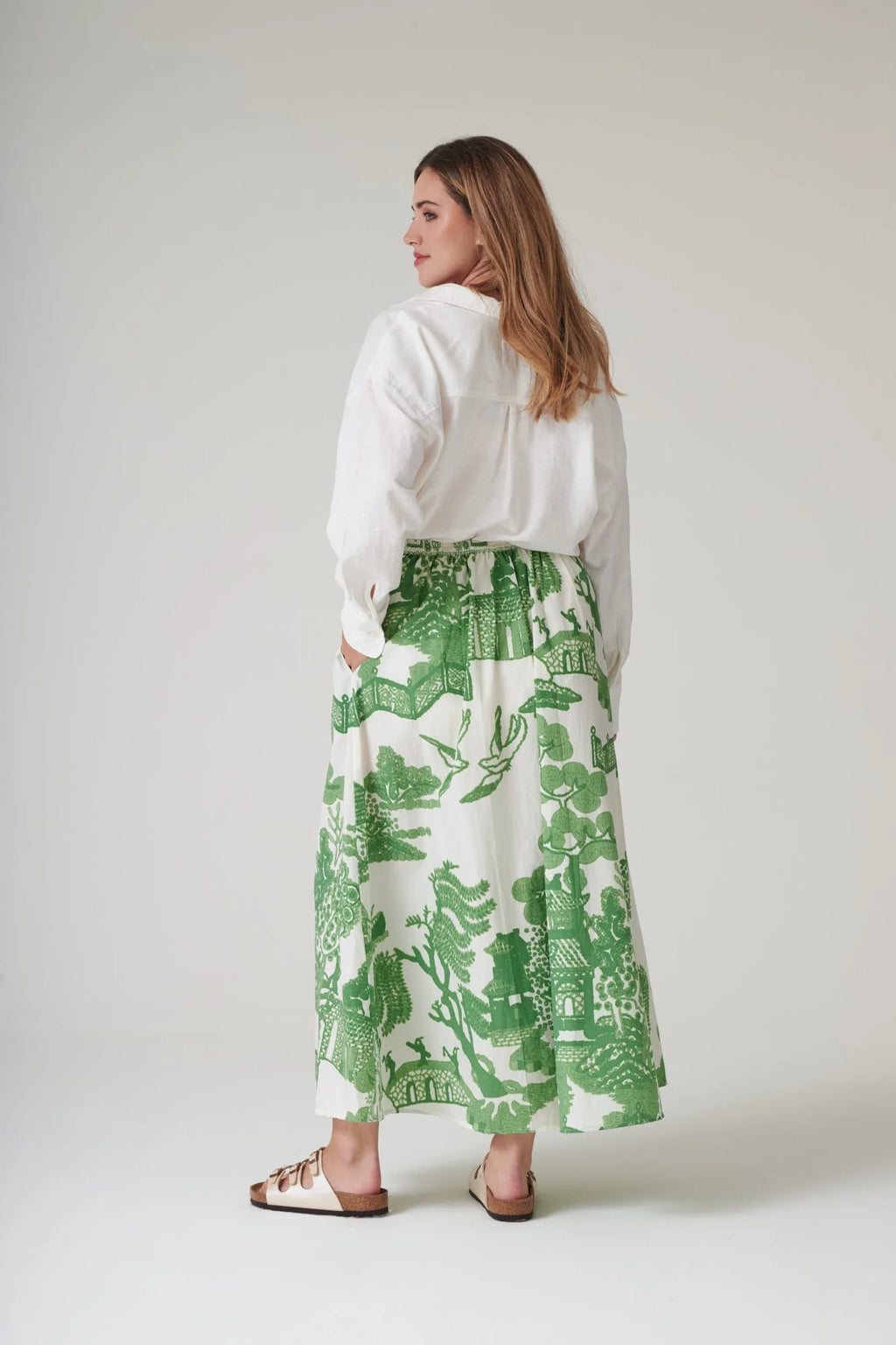 picture of One Hundred Stars Giant Willow A - Line Maxi Skirt - Green - Number Two - womens - fashion - clothing - One Hundred Stars 5