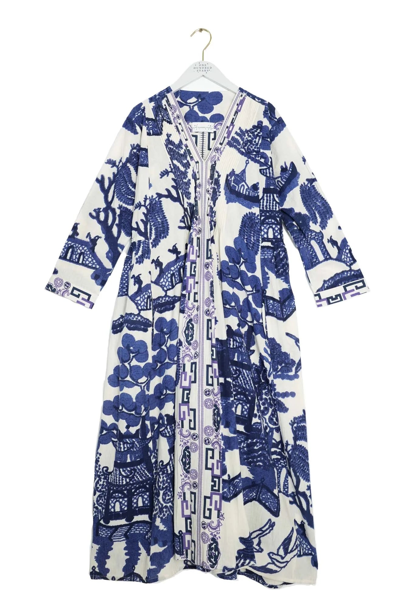 picture of One Hundred Stars Giant Willow Blue Pinch Pleat Dress - Number Two - womens - fashion - clothing - One Hundred Stars 2