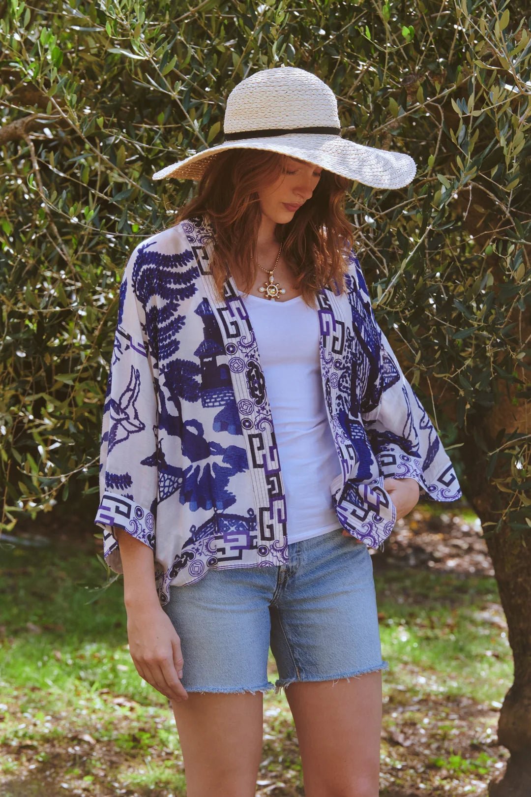 picture of One Hundred Stars Kimono - Giant Willow Blue - Number Two - womens - fashion - clothing - One Hundred Stars 2