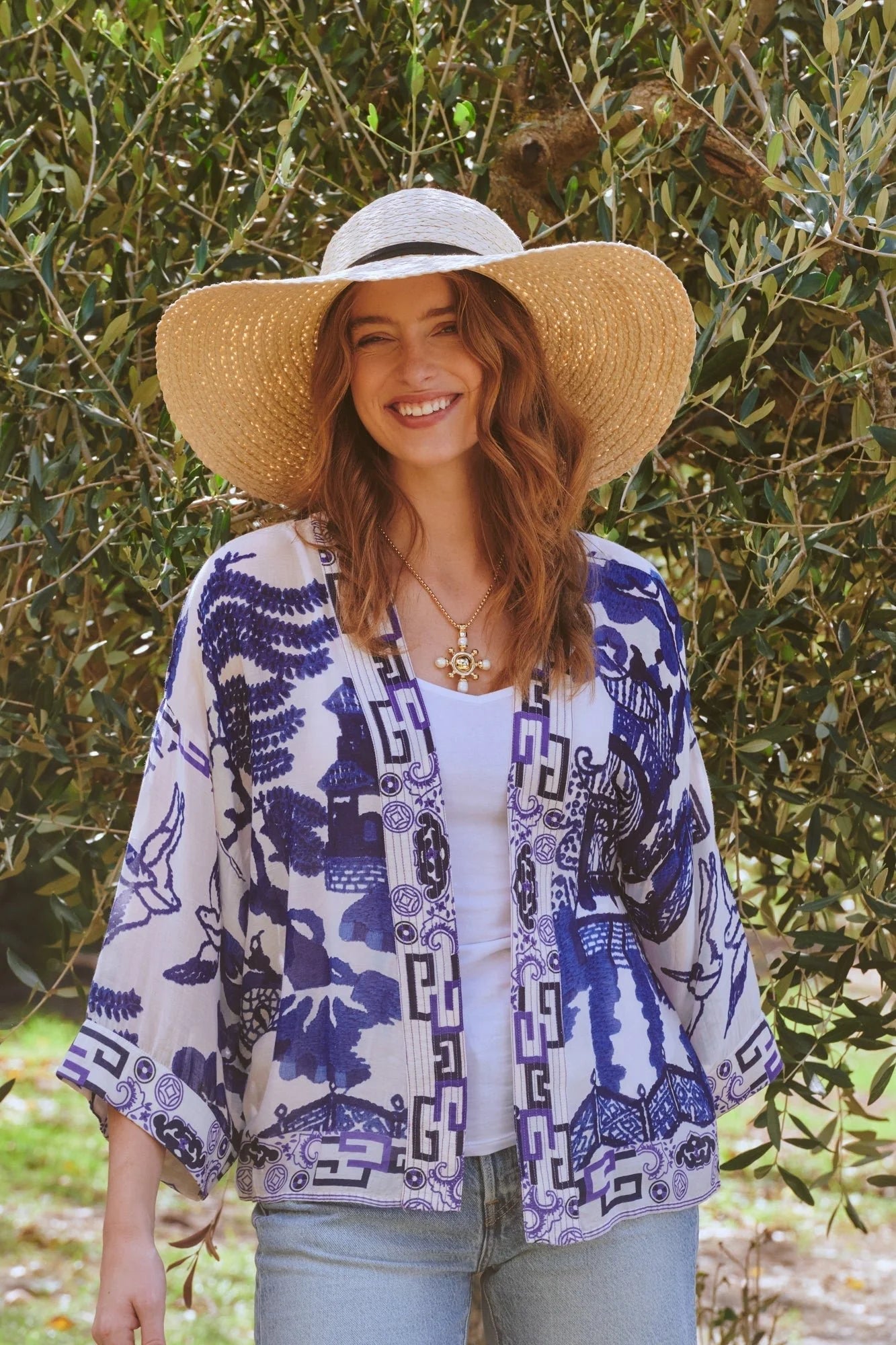 picture of One Hundred Stars Kimono - Giant Willow Blue - Number Two - womens - fashion - clothing - One Hundred Stars 1