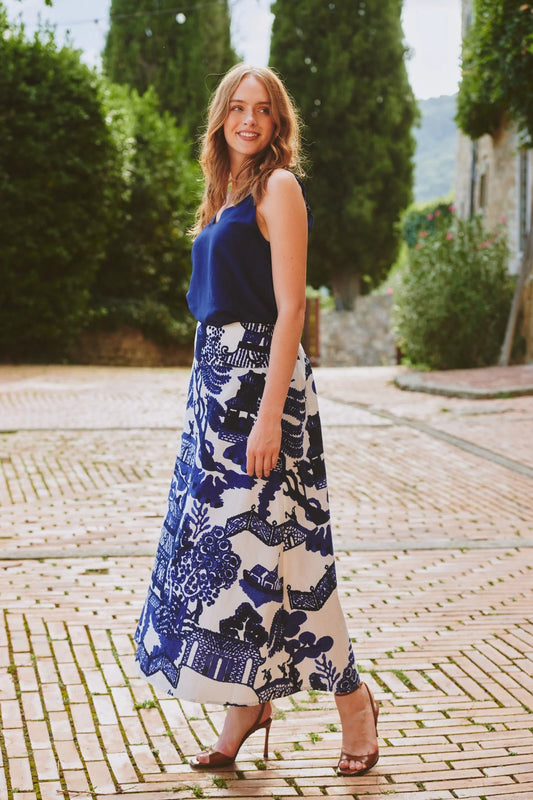 picture of One Hundred Stars Giant Willow A - Line Maxi Skirt - Blue - Number Two - womens - fashion - clothing - One Hundred Stars 1