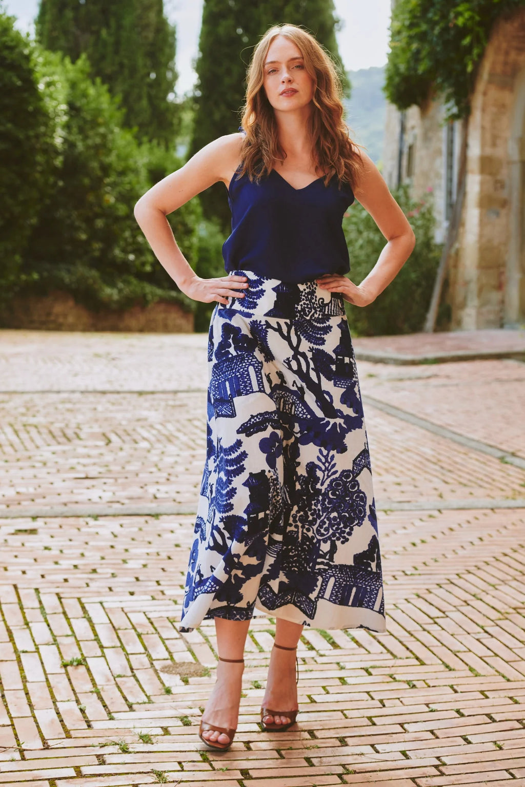 picture of One Hundred Stars Giant Willow A - Line Maxi Skirt - Blue - Number Two - womens - fashion - clothing - One Hundred Stars 2