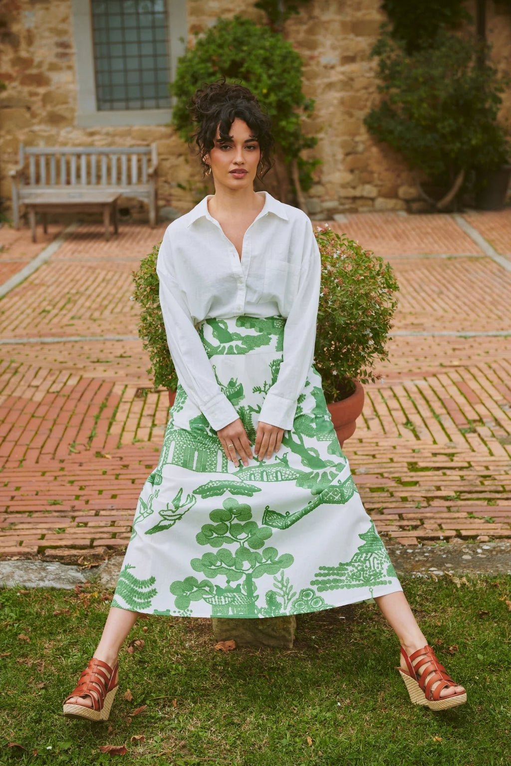picture of One Hundred Stars Giant Willow A - Line Maxi Skirt - Green - Number Two - womens - fashion - clothing - One Hundred Stars 2