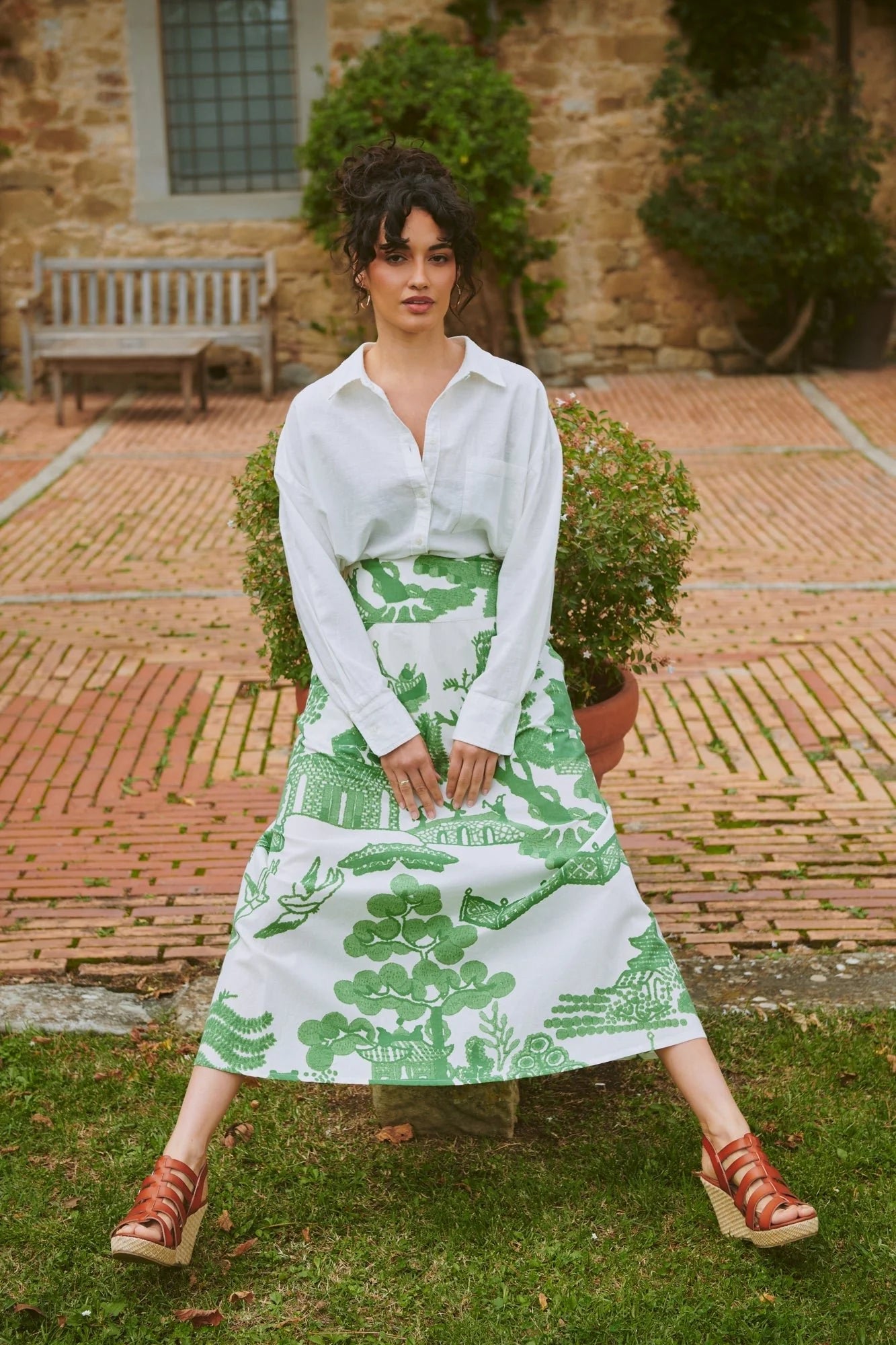 picture of One Hundred Stars Giant Willow A - Line Maxi Skirt - Green - Number Two - womens - fashion - clothing - One Hundred Stars 2