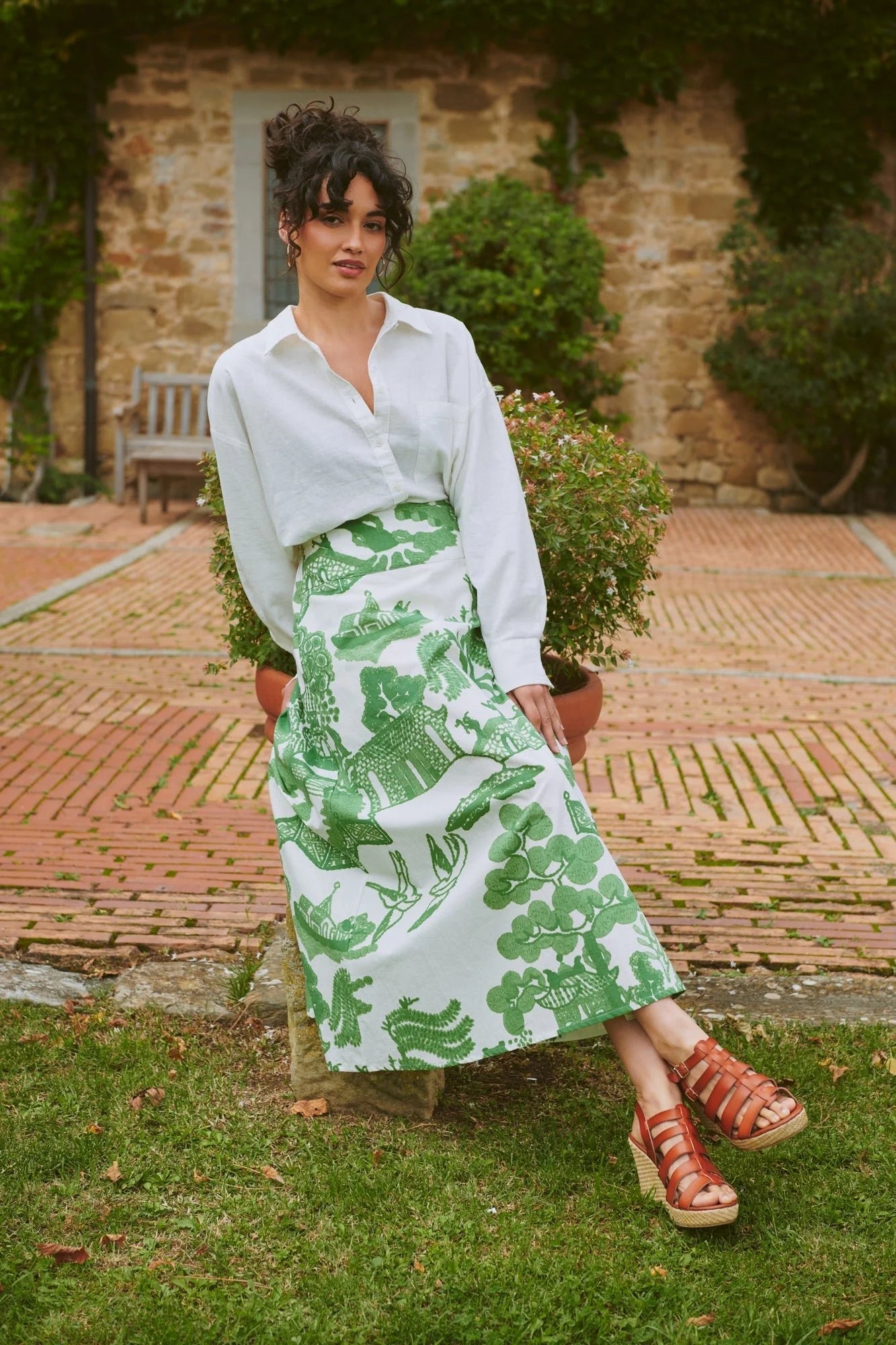picture of One Hundred Stars Giant Willow A - Line Maxi Skirt - Green - Number Two - womens - fashion - clothing - One Hundred Stars 1
