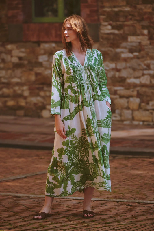 picture of One Hundred Stars Giant Willow Green Pinch Pleat Dress - Number Two - womens - fashion - clothing - One Hundred Stars 1