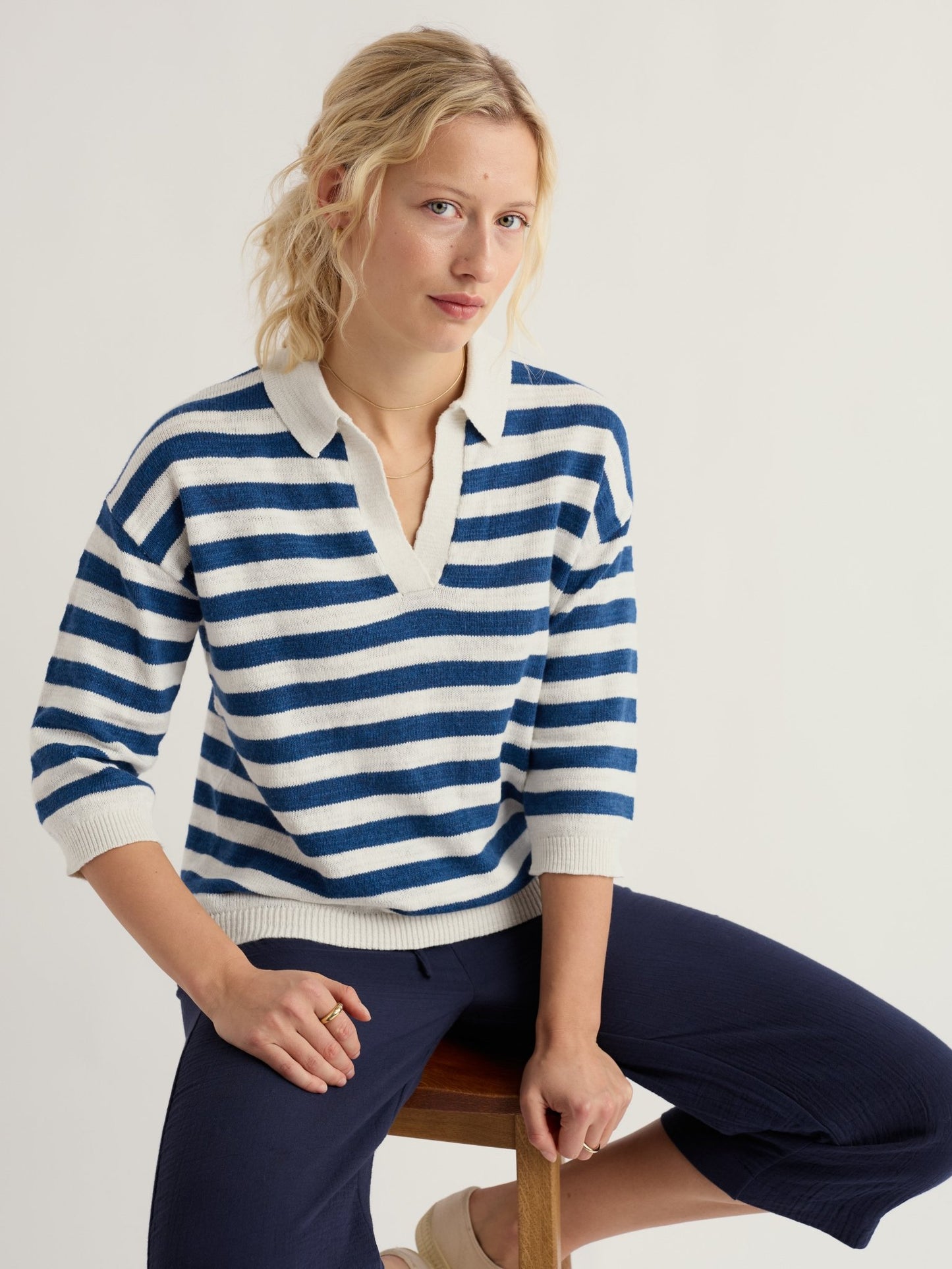 picture of Seasalt Gwynver Jumper - Cornish Dark Voyage Chalk - Number Two - womens - fashion - clothing - Seasalt 1