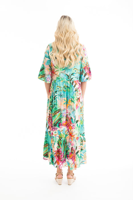 Orientique Hanalei Midi Dress Multi Print