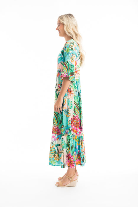 Orientique Hanalei Midi Dress Multi Print