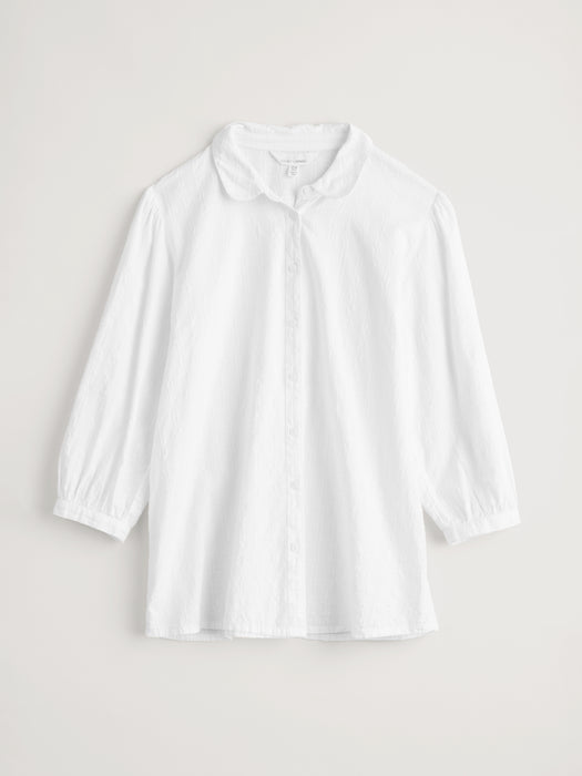 Seasalt Hope Cottage Organic Cotton Check Blouse Salt