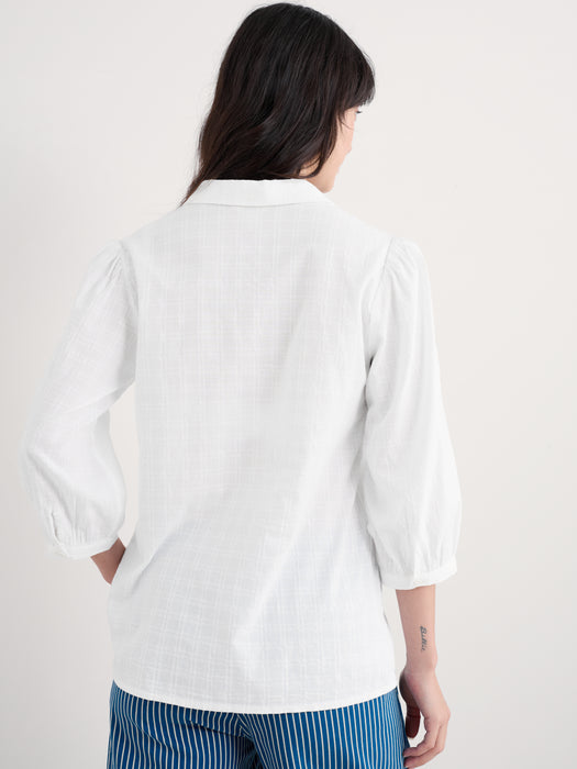 Seasalt Hope Cottage Organic Cotton Check Blouse Salt