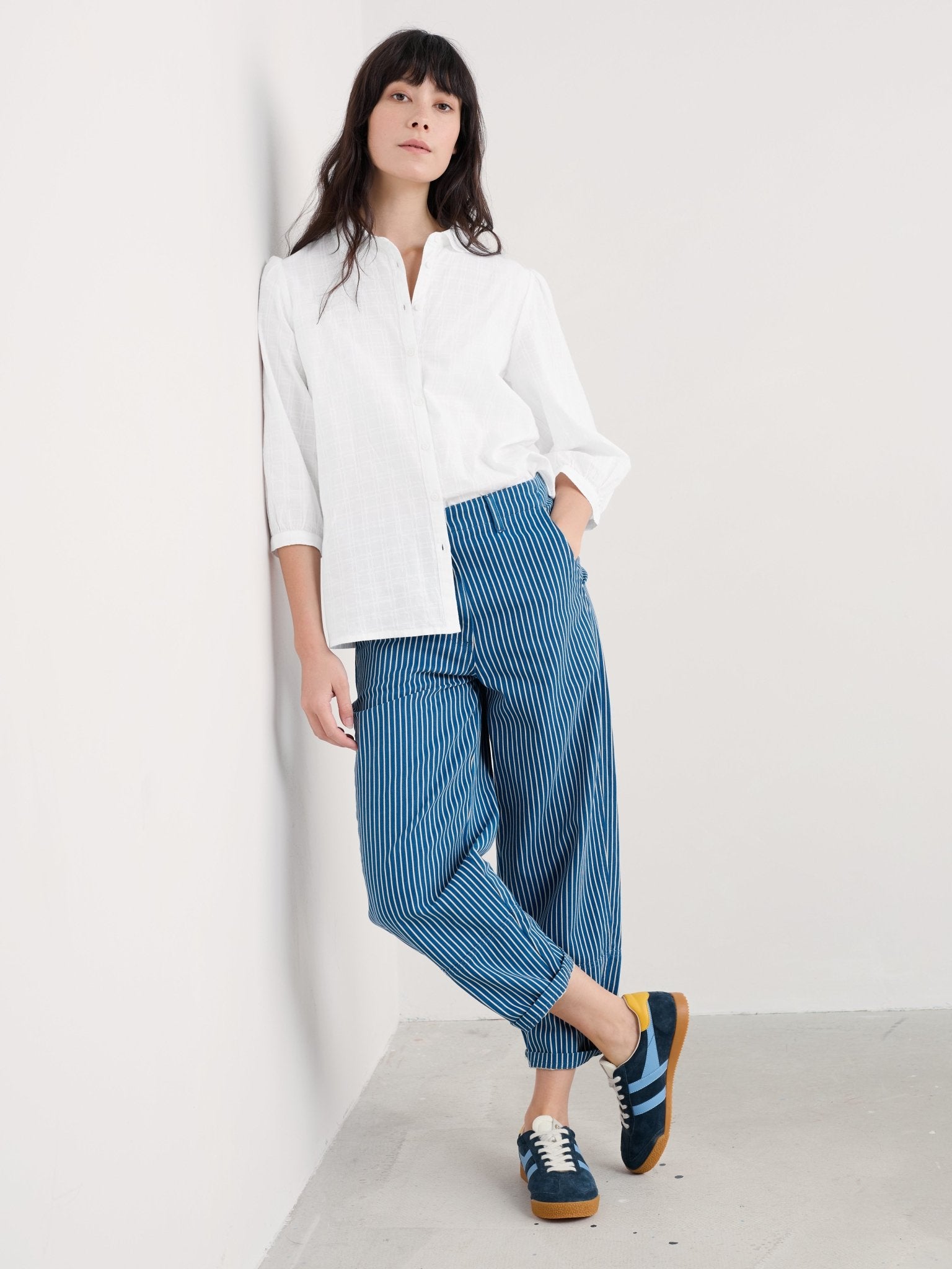 picture of Seasalt Hope Cottage Organic Cotton Check Blouse Salt - Number Two - womens - fashion - ethical - clothing -