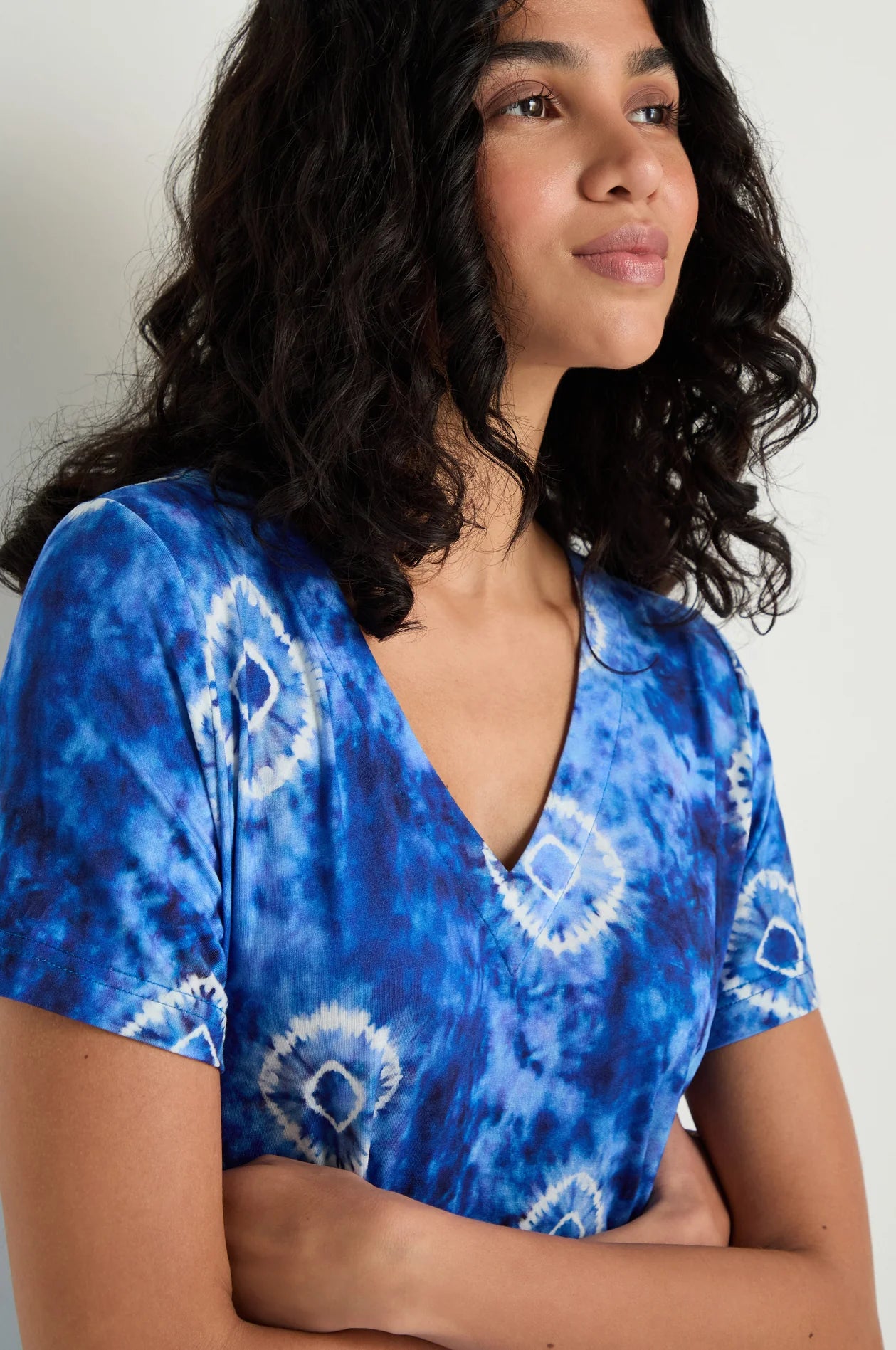 picture of Sahara Tie Die Circles Jersey Bubble Dress - Blue/White - Number Two - womens - fashion - clothing - Sahara 3