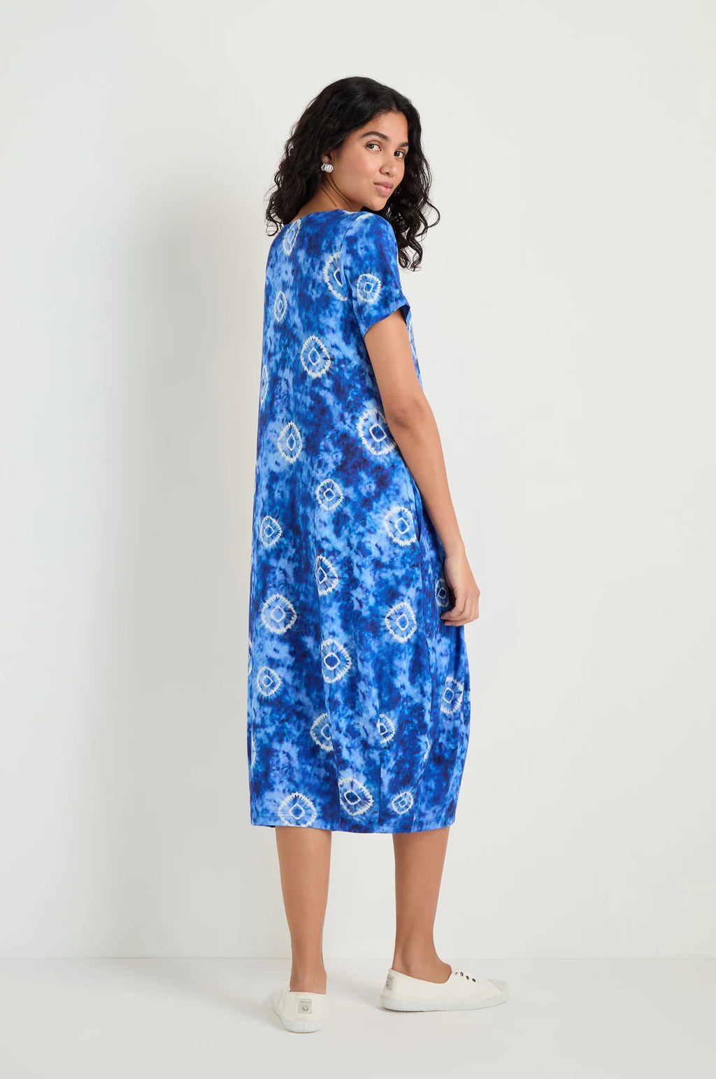 picture of Sahara Tie Die Circles Jersey Bubble Dress - Blue/White - Number Two - womens - fashion - clothing - Sahara 4