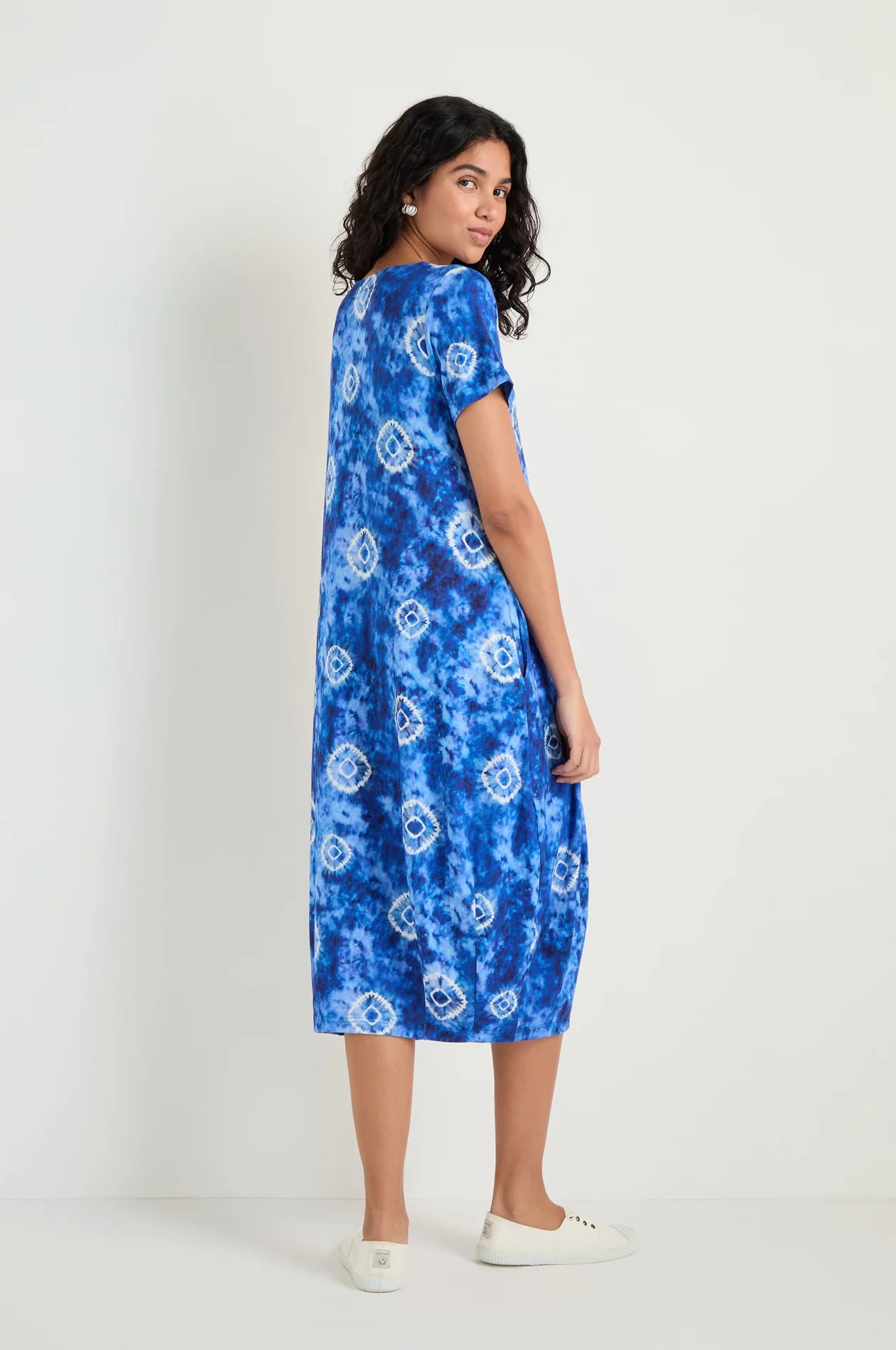 picture of Sahara Tie Die Circles Jersey Bubble Dress - Blue/White - Number Two - womens - fashion - clothing - Sahara 4