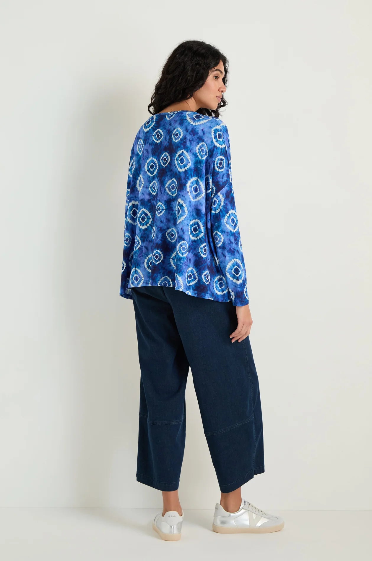 picture of Sahara Tie Dye Circles Boxy Pocker Top - Blue White - Number Two - womens - fashion - clothing - Sahara 3