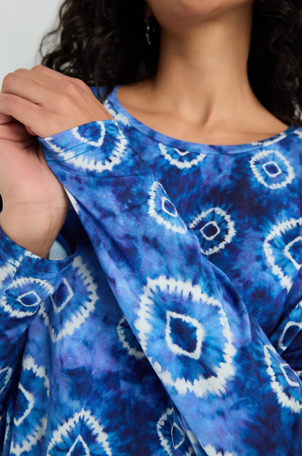 picture of Sahara Tie Dye Circles Boxy Pocker Top - Blue White - Number Two - womens - fashion - clothing - Sahara 5